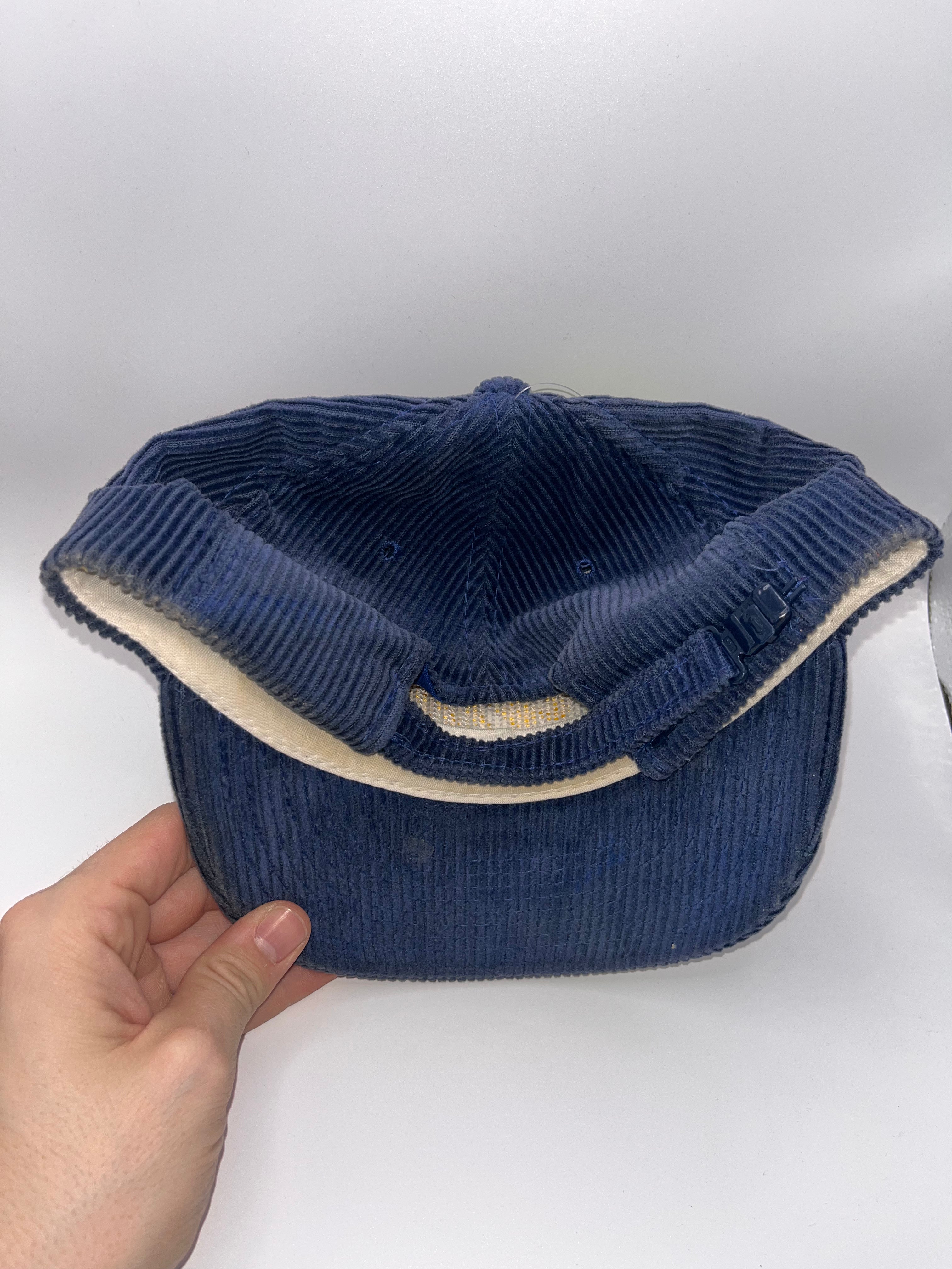 Vintage Los Angeles Rams NFL Corduroy Sports Specialties Mac Gregor Script 90's Blue Zip Back Hat