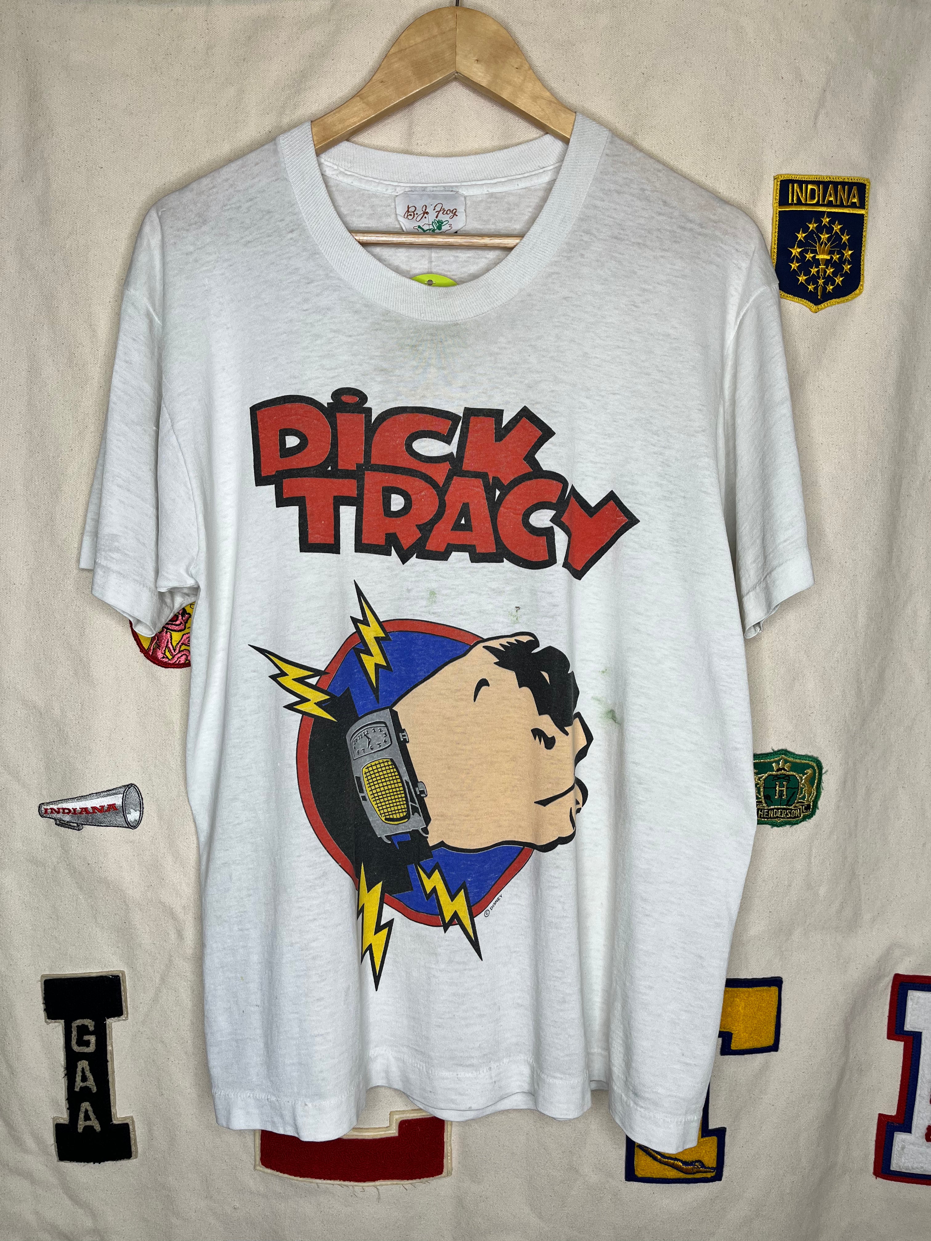 Vintage Dick Tracy Disney Wristwatch Comic Strip White T-Shirt: Large