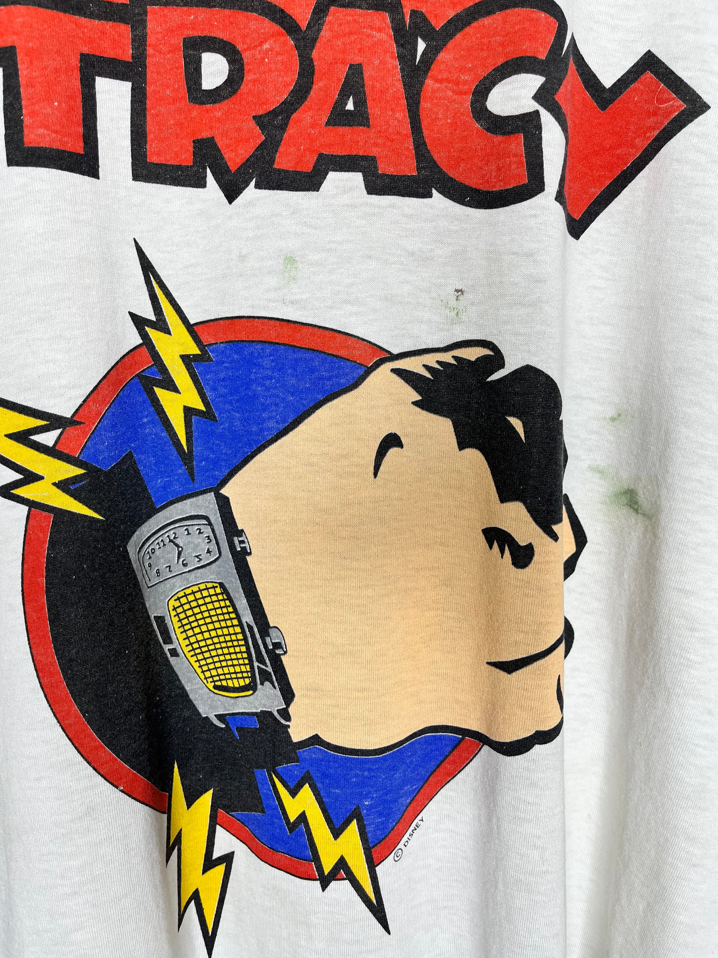 Vintage Dick Tracy Disney Wristwatch Comic Strip White T-Shirt: Large