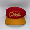 Vintage Kansas City Chiefs NFL Script Sports Specialties Red Yellow Snapback Hat