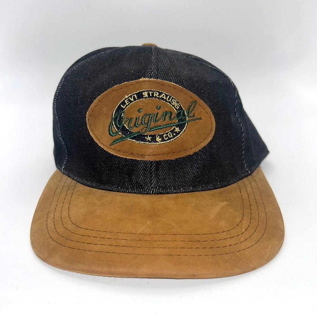 Vintage Levi's Strauss Orignal Black Denim Suede Strapback Hat