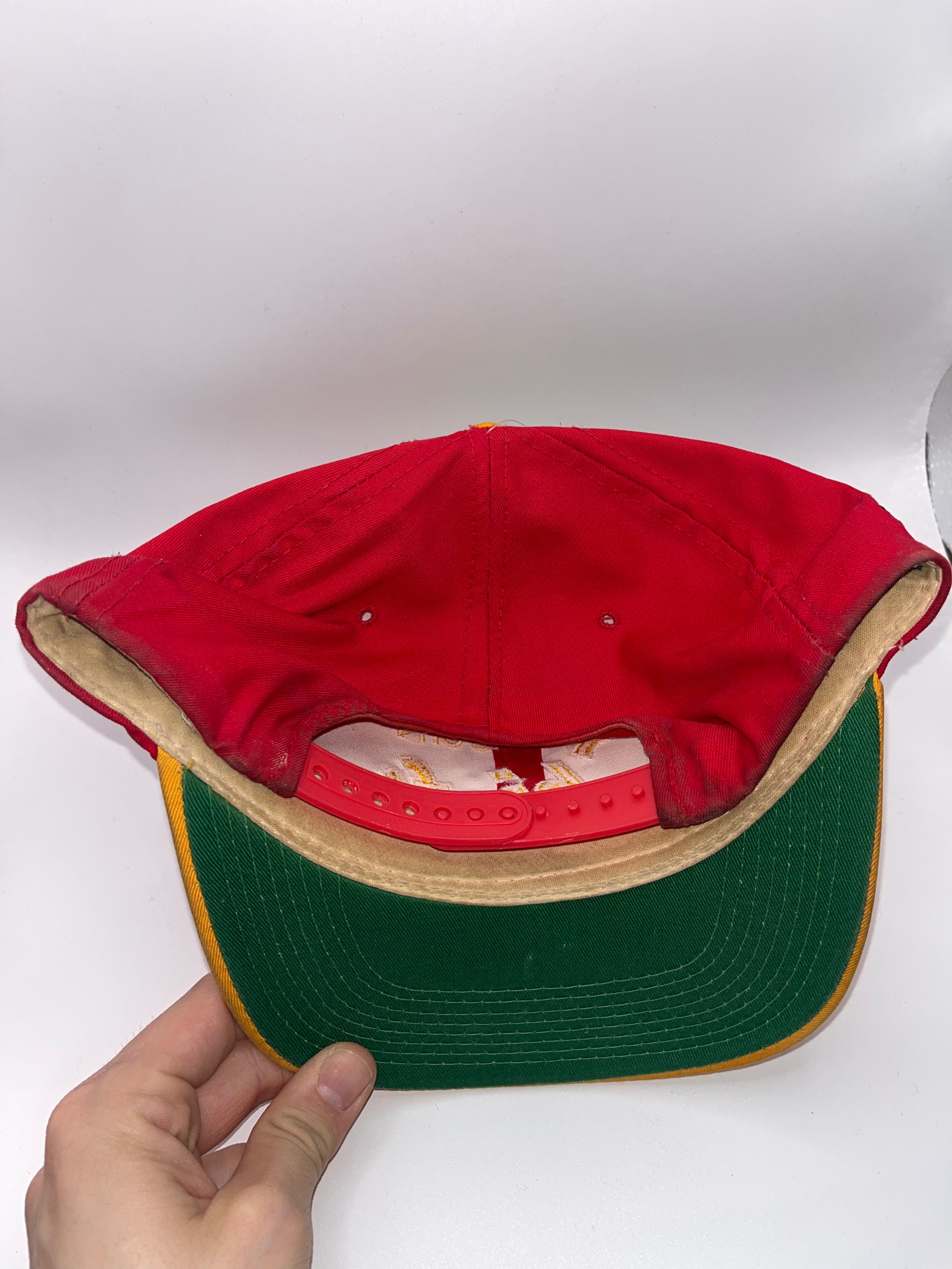 Vintage Kansas City Chiefs NFL Script Sports Specialties Red Yellow Snapback Hat