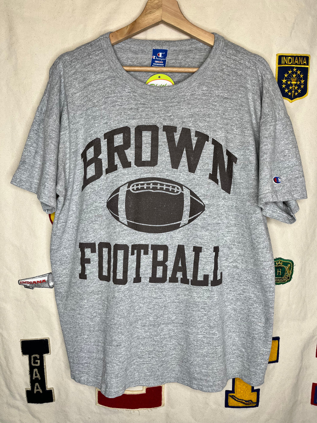 Vintage Brown University Football Grey Champion T-Shirt: XL