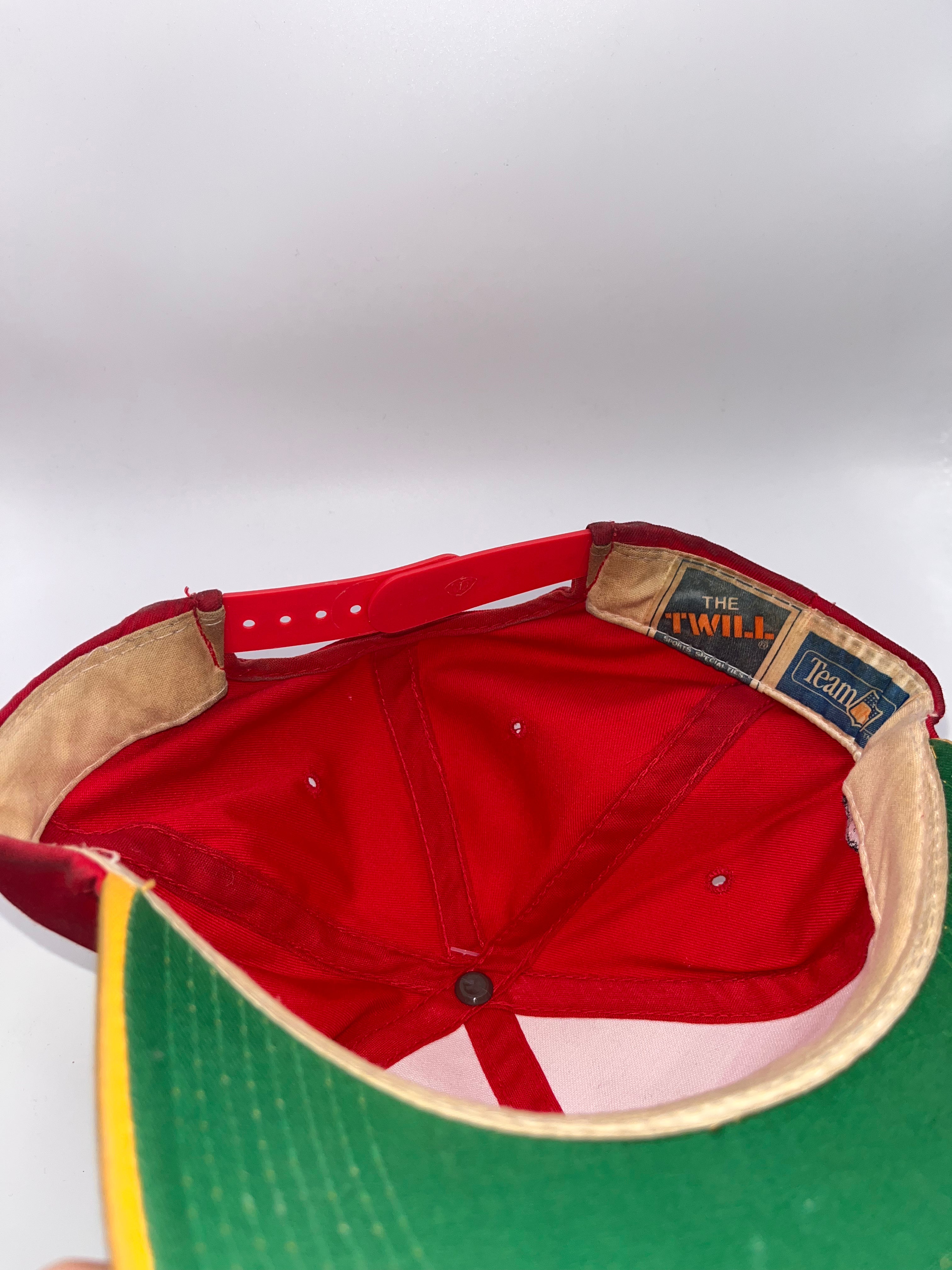 Vintage Kansas City Chiefs NFL Script Sports Specialties Red Yellow Snapback Hat