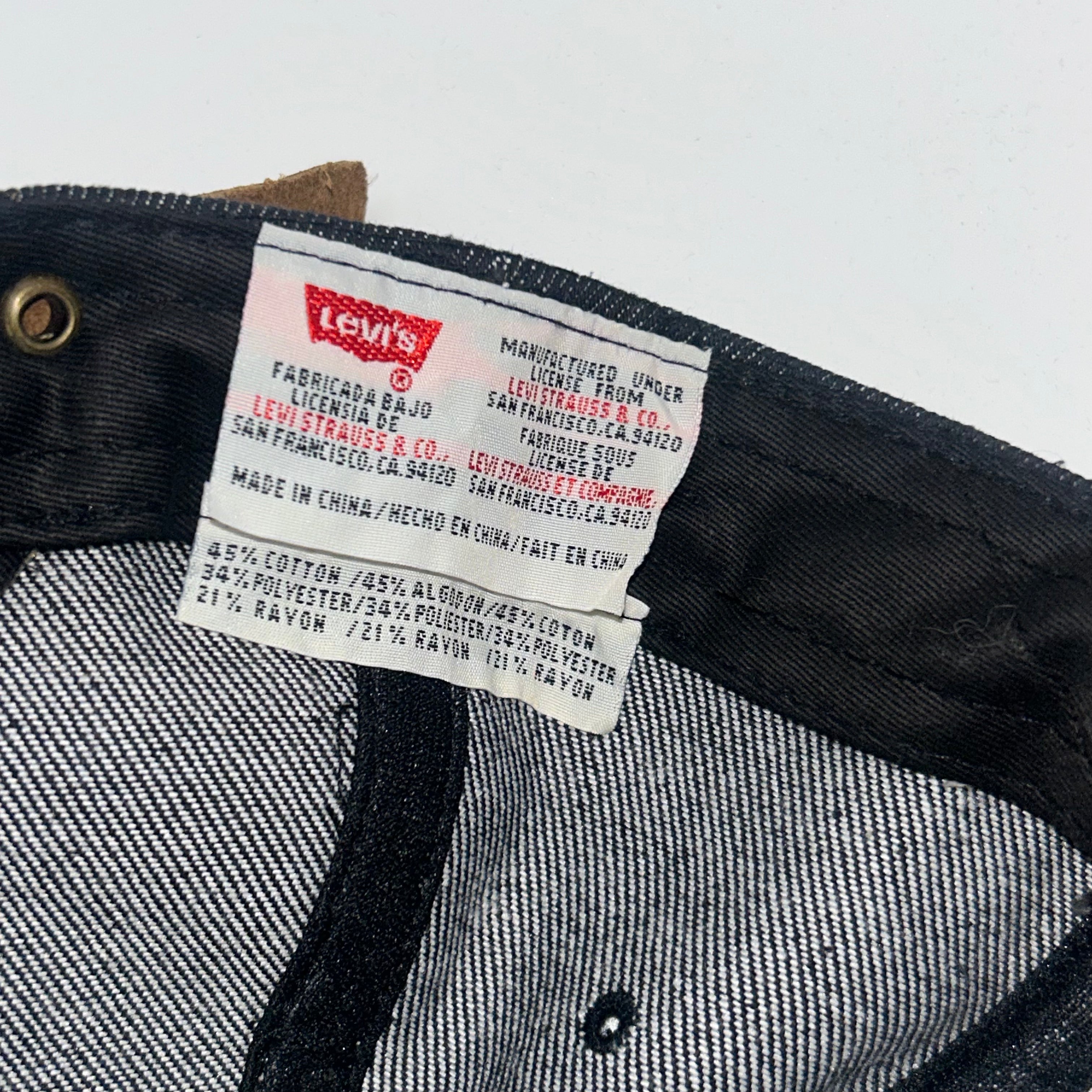 Vintage Levi's Strauss Orignal Black Denim Suede Strapback Hat