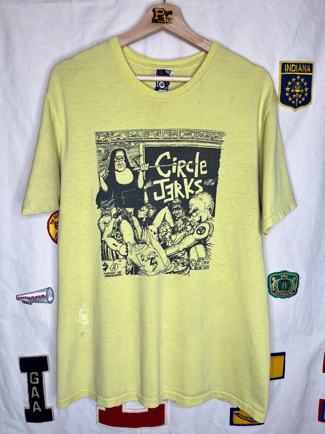 Vintage Circle Jerks Nun Punk Band Yellow T-Shirt: Medium