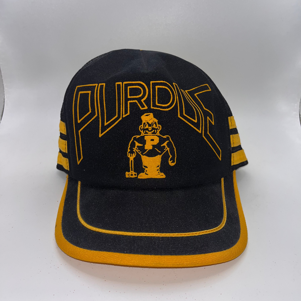 Vintage Purdue Pete University Boilermakers 3 Stripe Trucker Snapback Hat