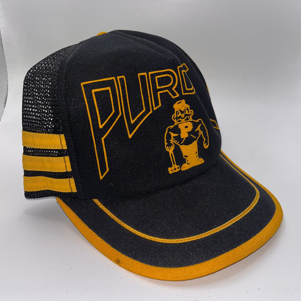 Vintage Purdue Pete University Boilermakers 3 Stripe Trucker Snapback Hat