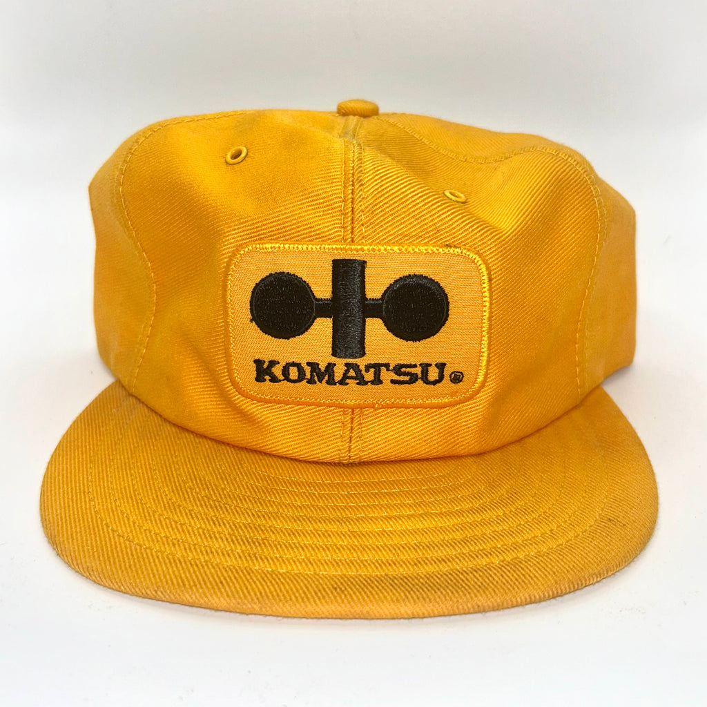 Vtg Komatsu Excavator Equipment Yellow Louisville MFG 80's Trucker Patch Snapback Hat