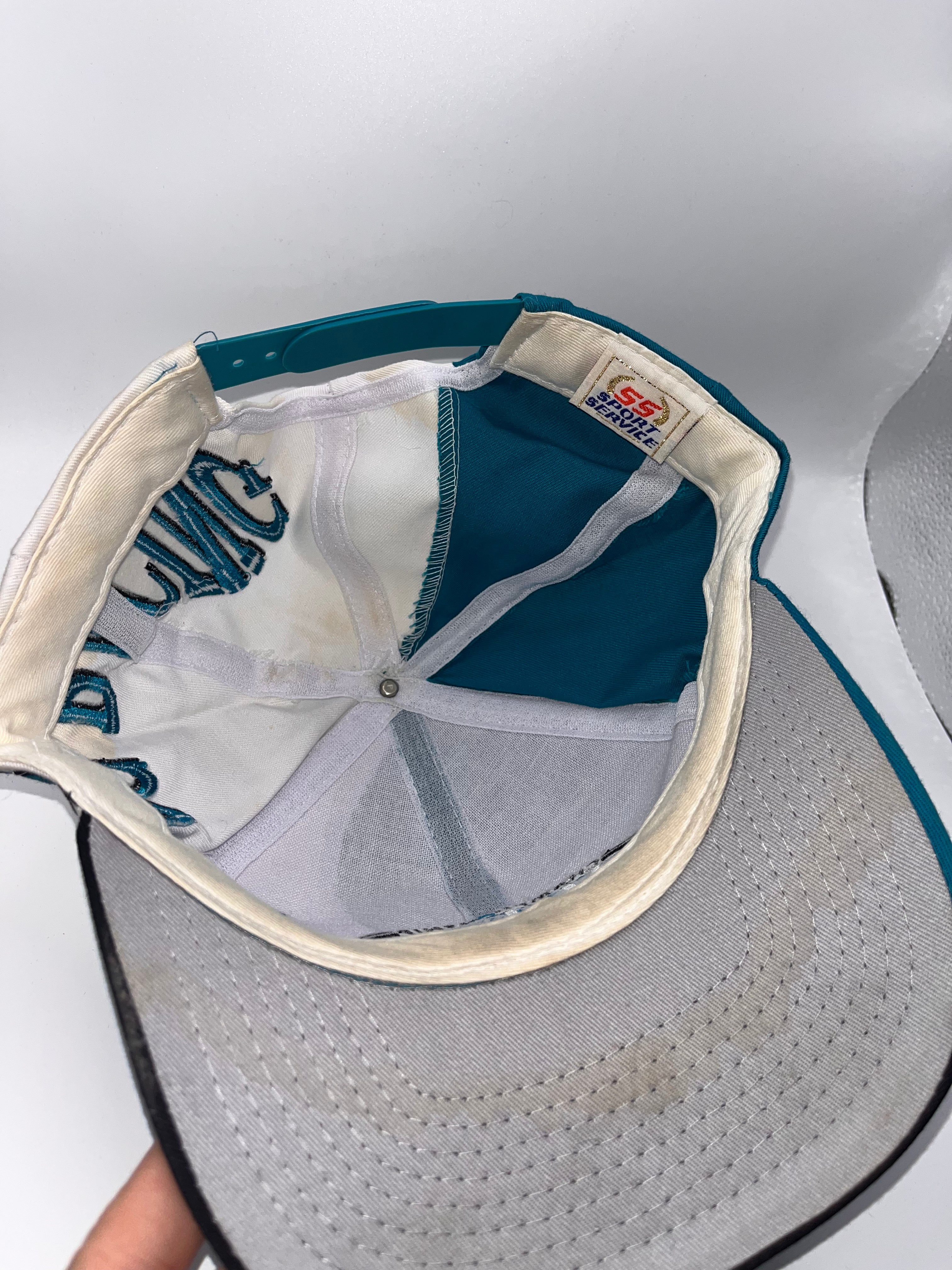 Vintage NHRA Drag Racing Swirl Embroidery Teal Snapback Hat