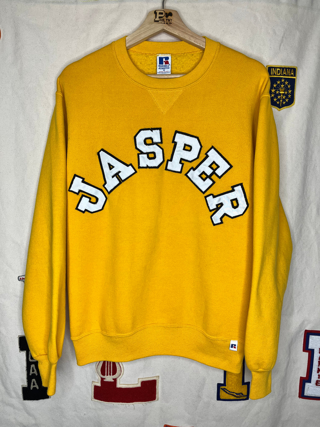 Vintage Jasper High School Indiana Russell USA Yellow Crewneck Sweatshirt: Medium