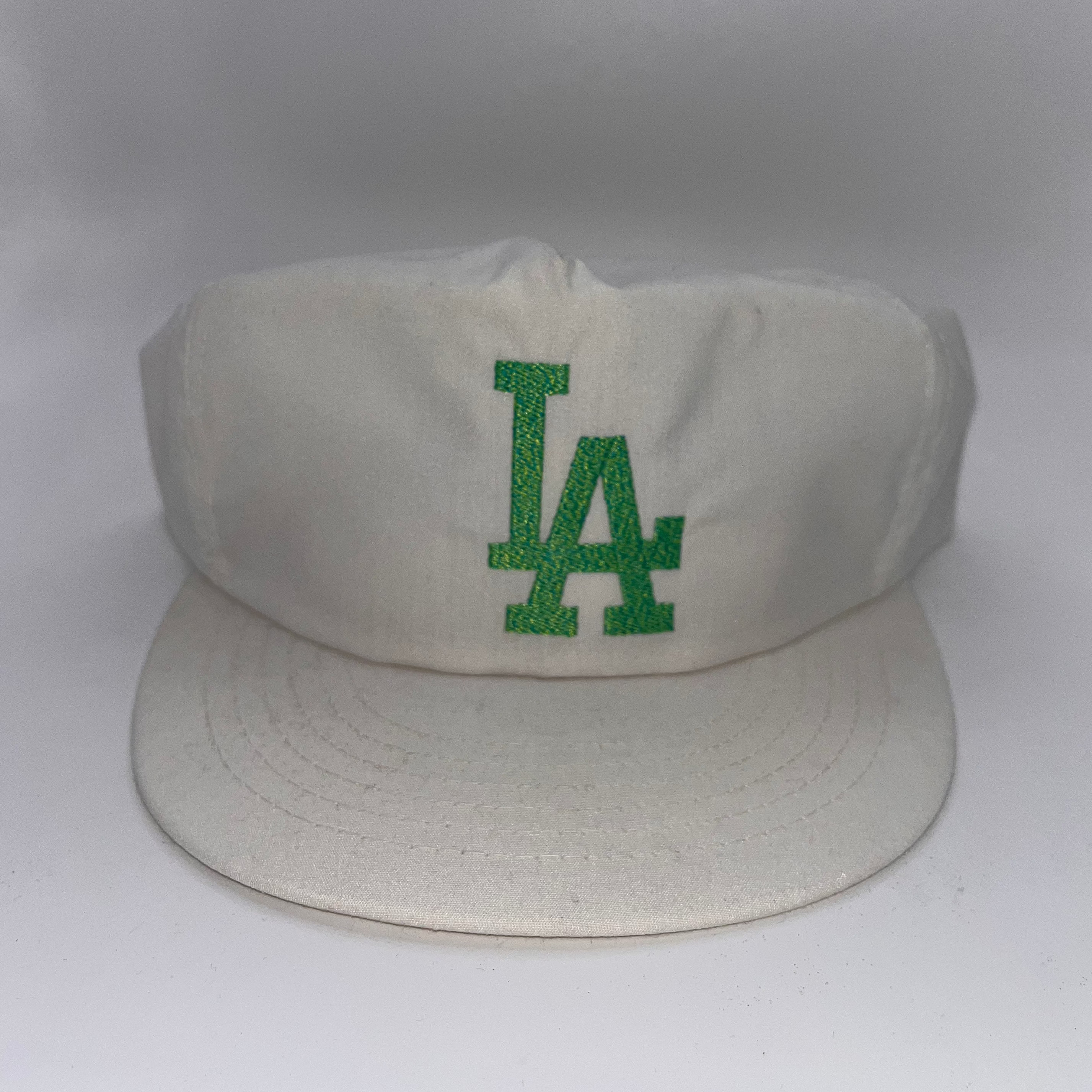 Vintage Los Angeles Dodgers LA White Green Gradient Embroidery Snapback Hat