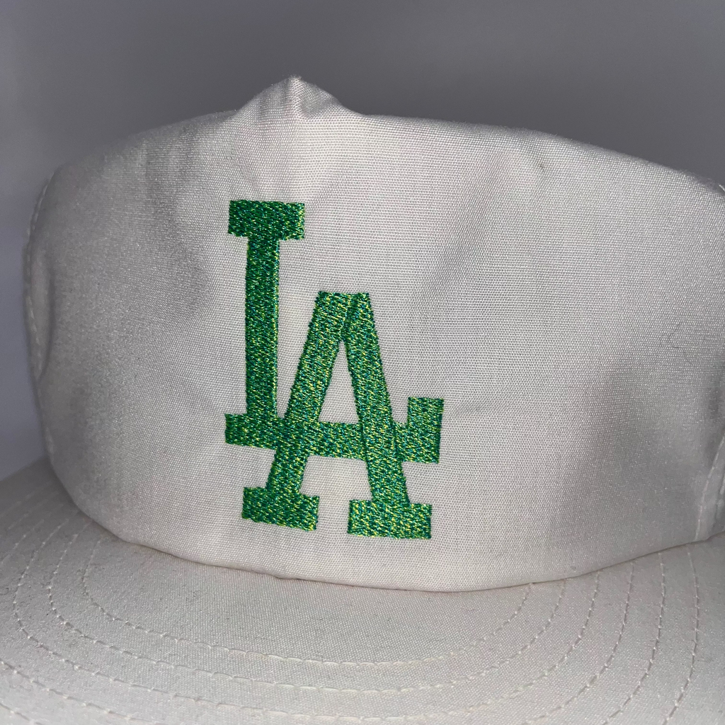 Vintage Los Angeles Dodgers LA White Green Gradient Embroidery Snapback Hat