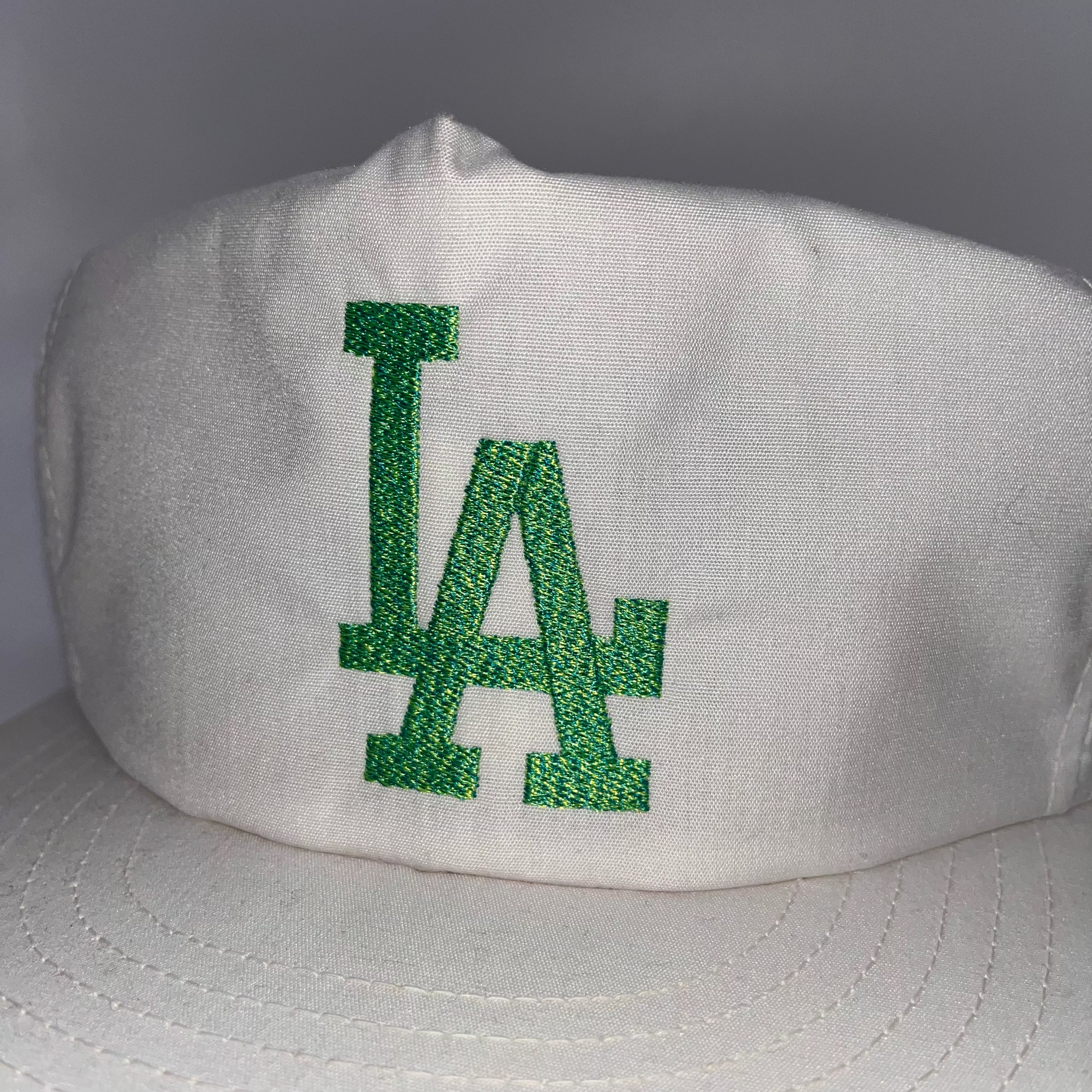 Vintage Los Angeles Dodgers LA White Green Gradient Embroidery Snapback Hat