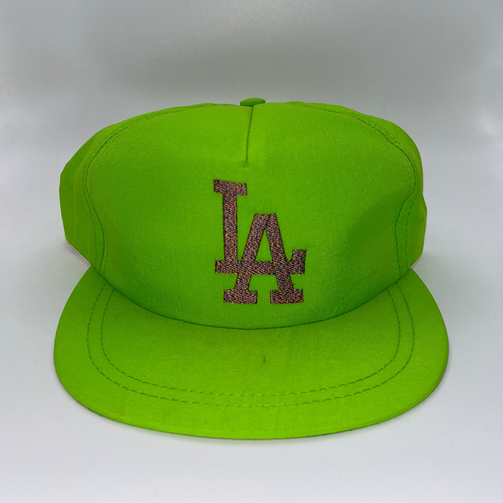 Vintage Los Angeles Dodgers LA Neon Green Pink Gradient Embroidery Snapback Hat