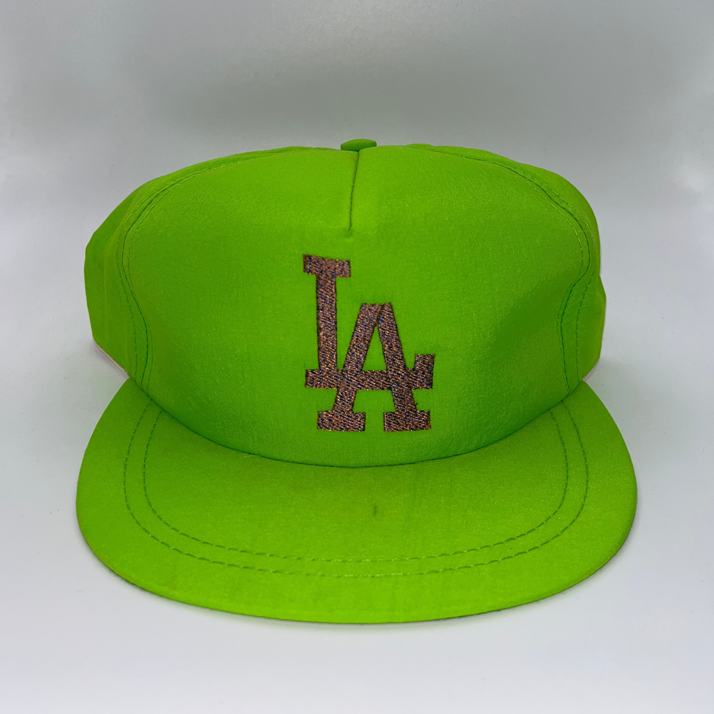 Vintage Los Angeles Dodgers LA Neon Green Pink Gradient Embroidery Snapback Hat