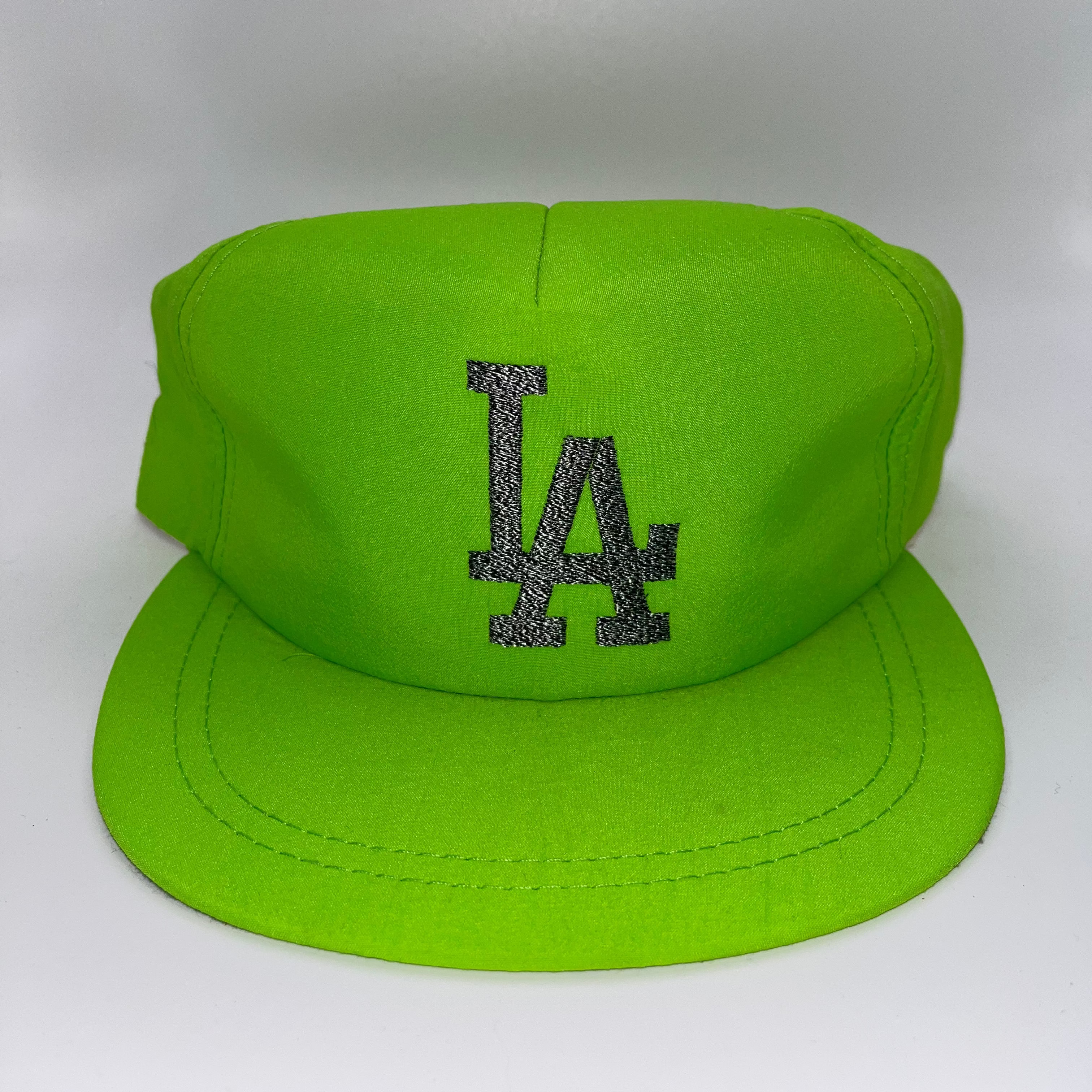 Vintage Los Angeles Dodgers LA Neon Green Black Gradient Embroidery Snapback Hat