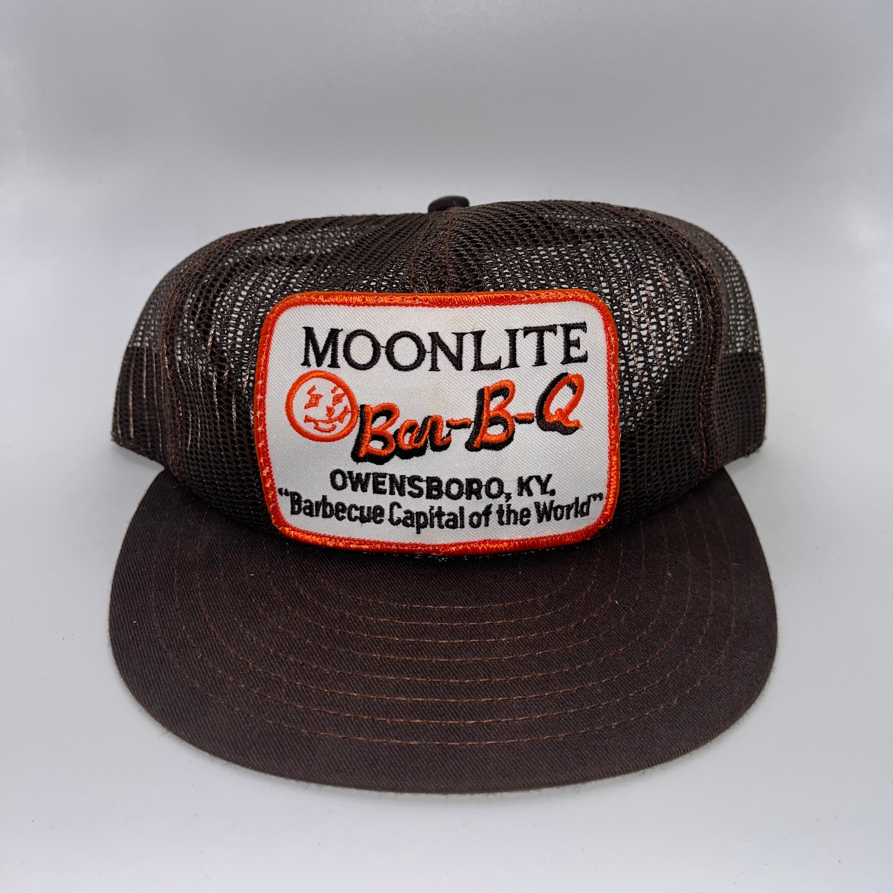 Vintage Moonlite Bar-B-Q Owensboro Kentucky Brown All Mesh Snapback Hat