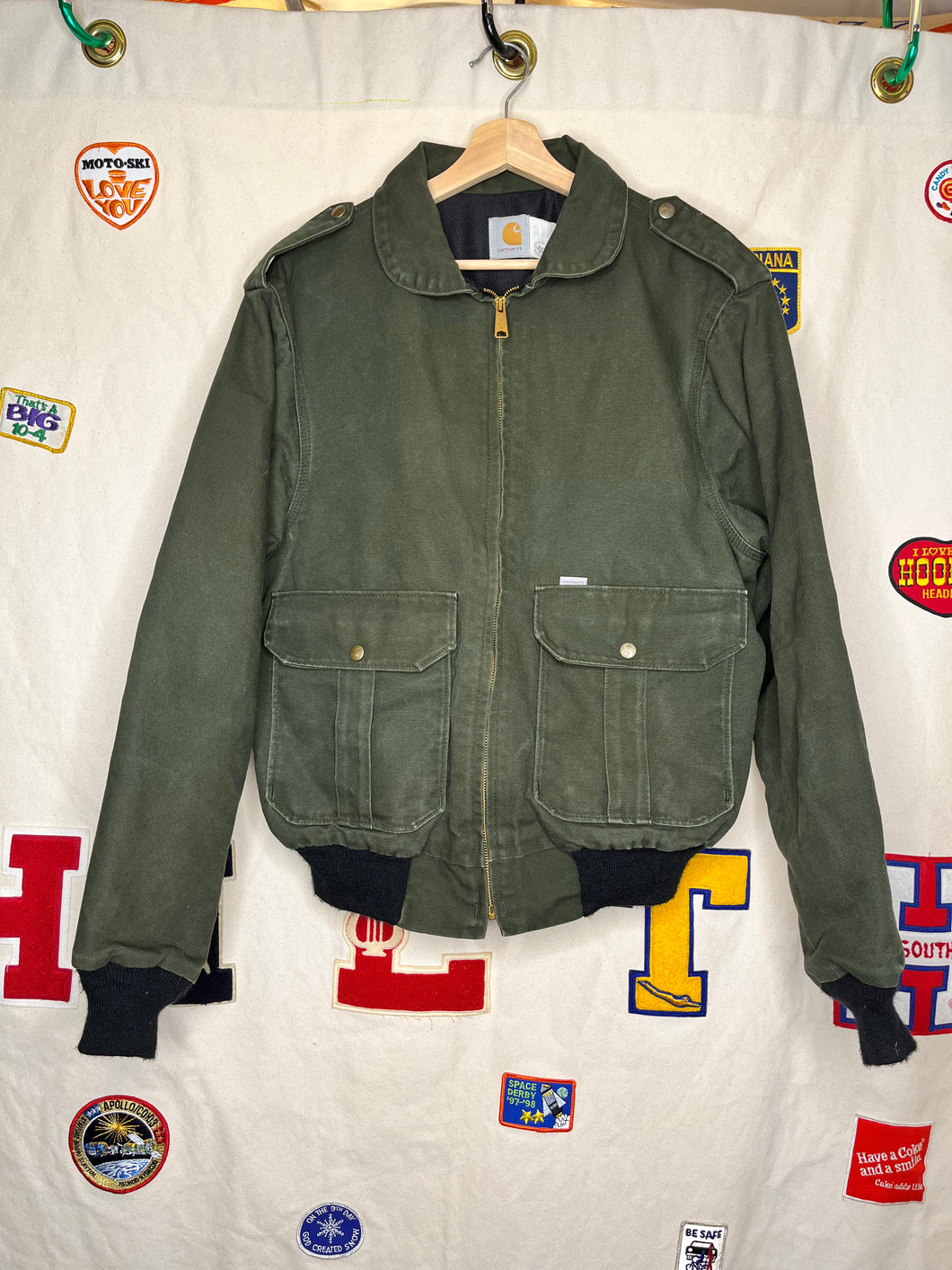 Vintage Carhartt Dark Green Bomber Jacket: Large