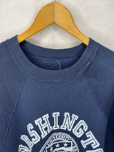 Load image into Gallery viewer, Vintage Washington University Flocked Dark Navy 60s Sweatshirt Cut Off: Large
