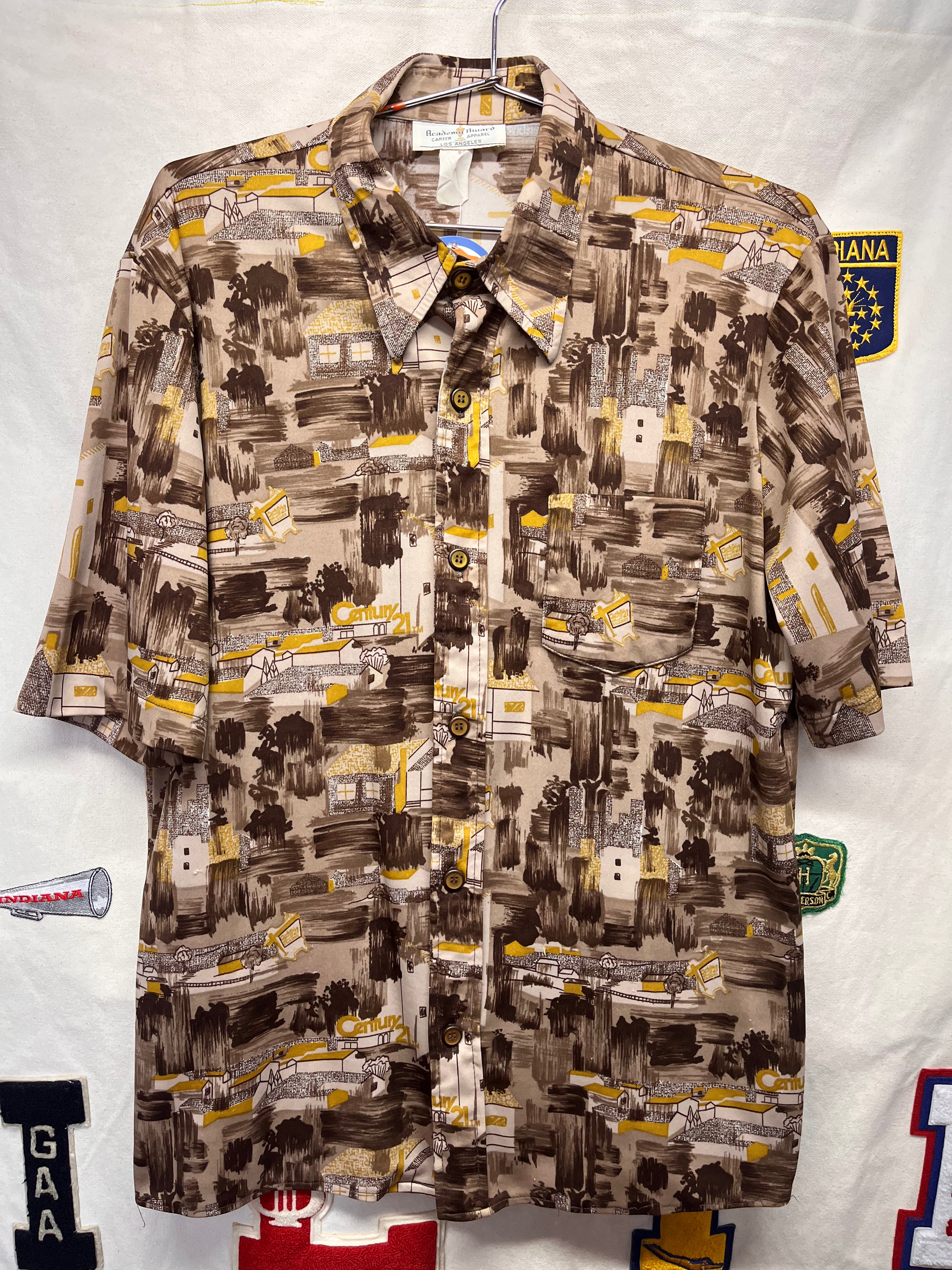 Vintage Century 21 70's Disco Academy Award Los Angeles Button Up Shirt: Large