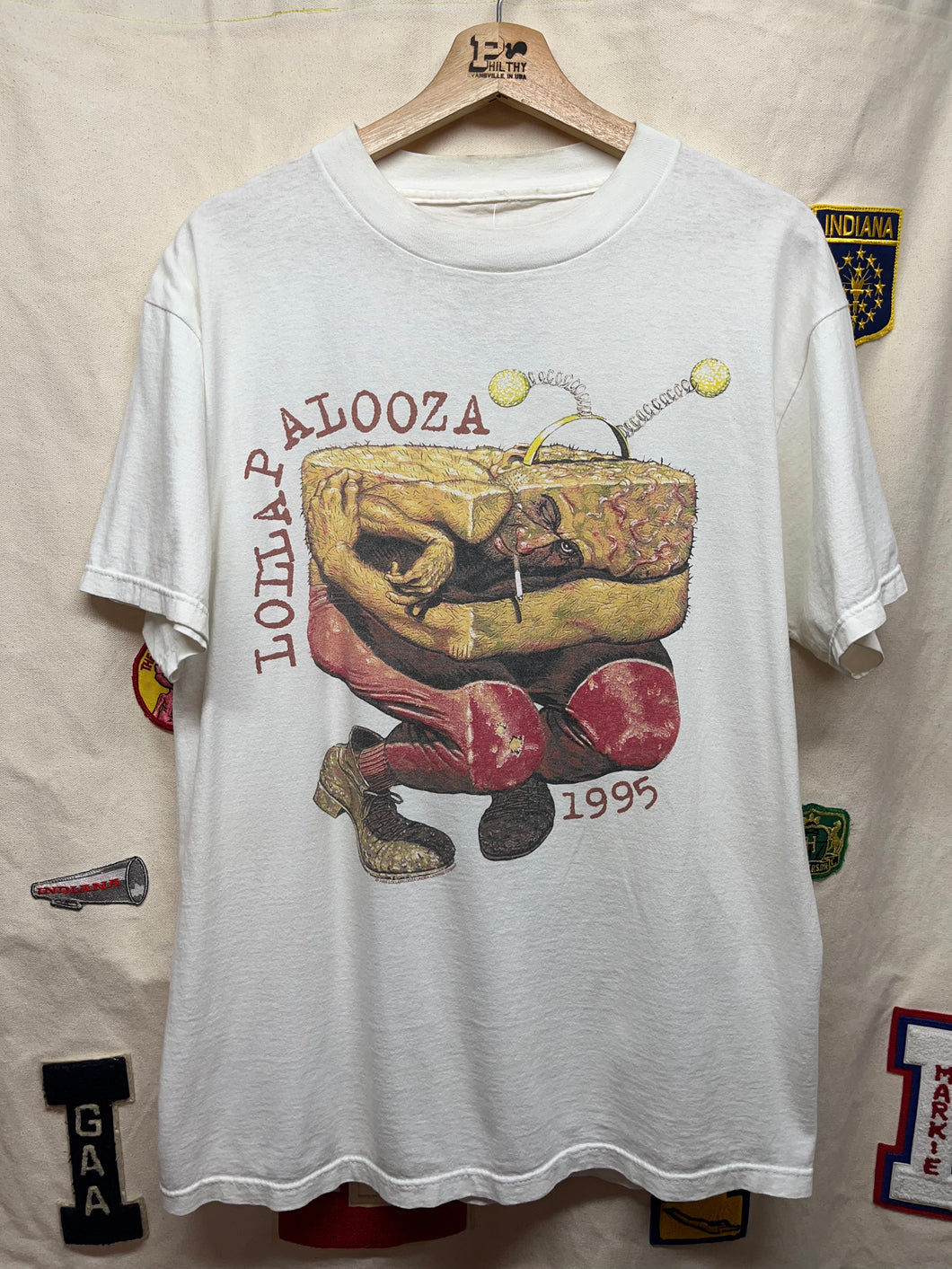 Vintage Lollapalooza 1995 Crushed Man Robert Williams Concert T-Shirt: Large
