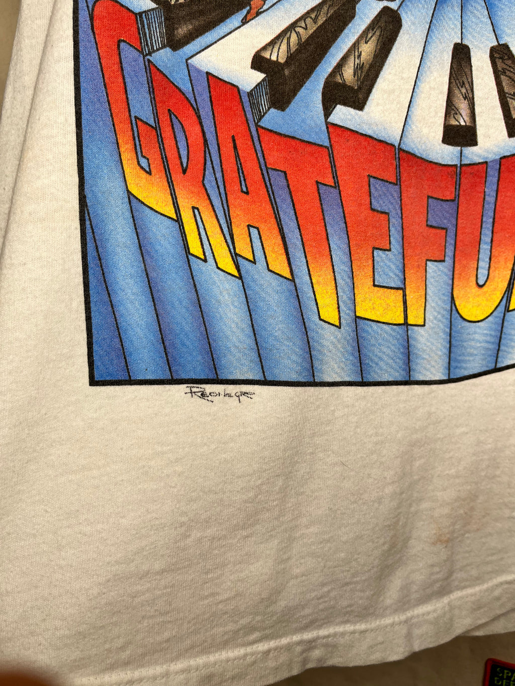 Vintage 1989 Grateful Dead Summer Tour Piano Skelton White T-Shirt:Large