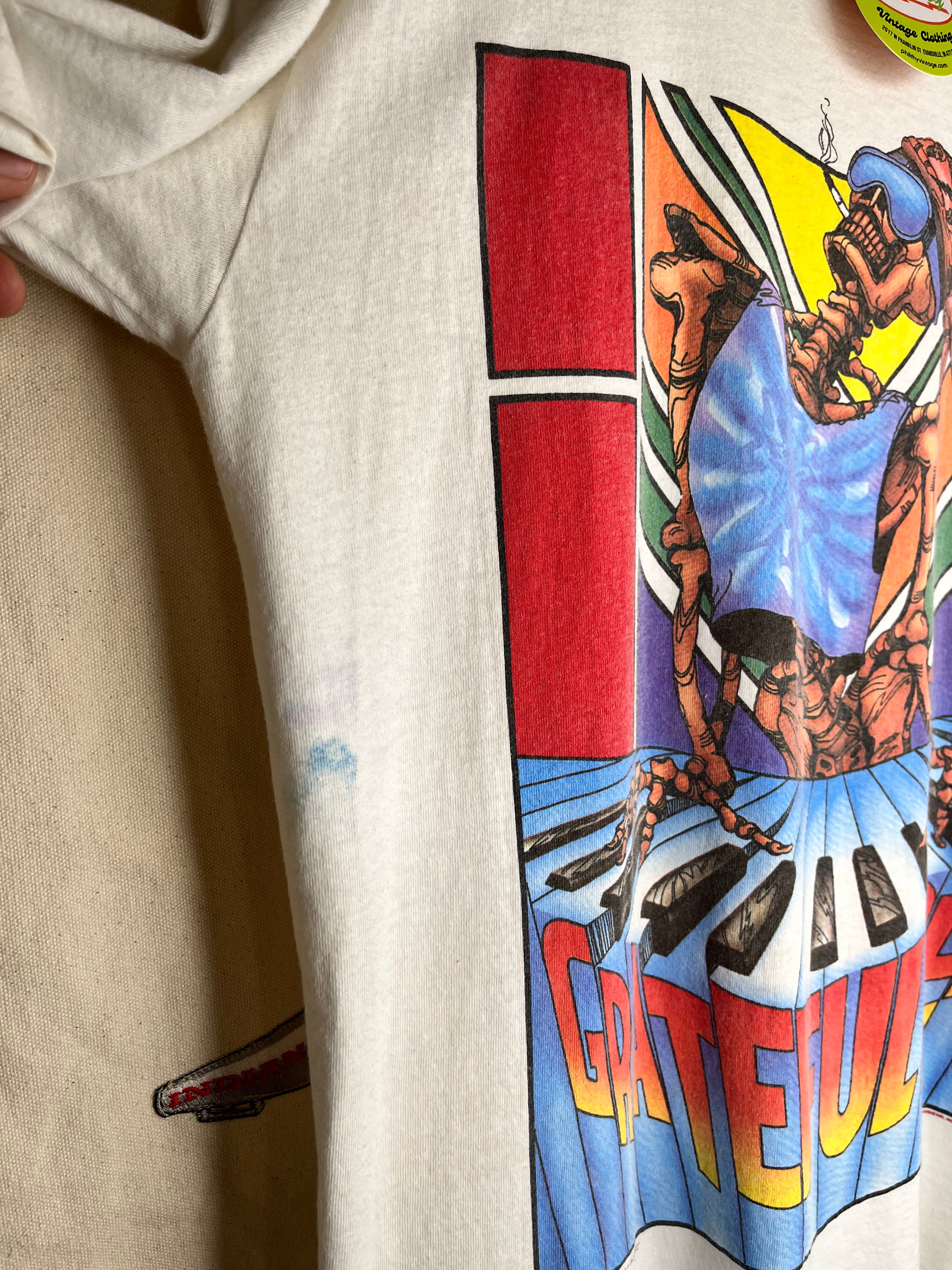 Vintage 1989 Grateful Dead Summer Tour Piano Skelton White T-Shirt:Large