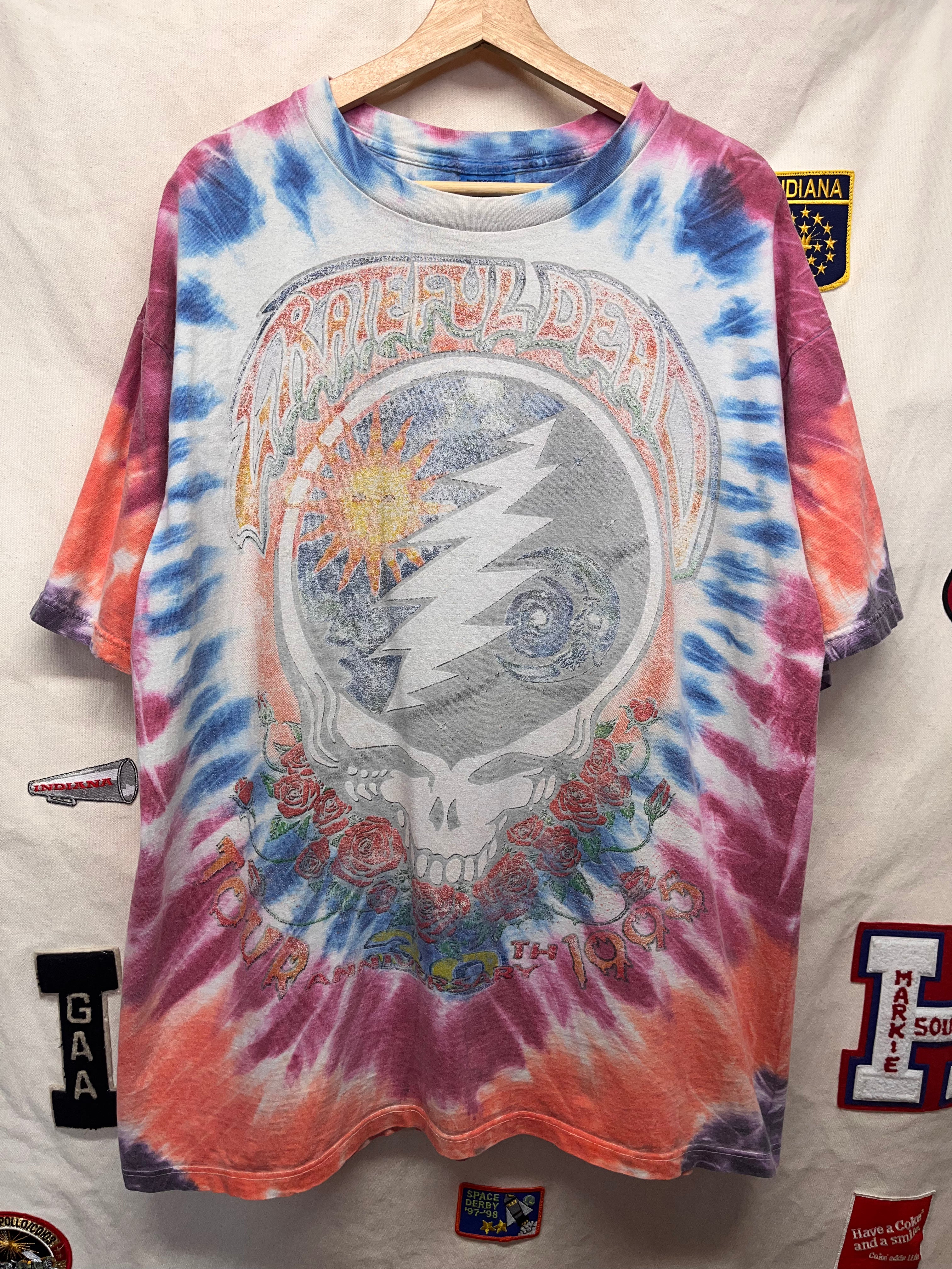 Vintage Grateful Dead Skull 1995 Summer Tour 30th Anniversary Tie Dye T-Shirt: XXL