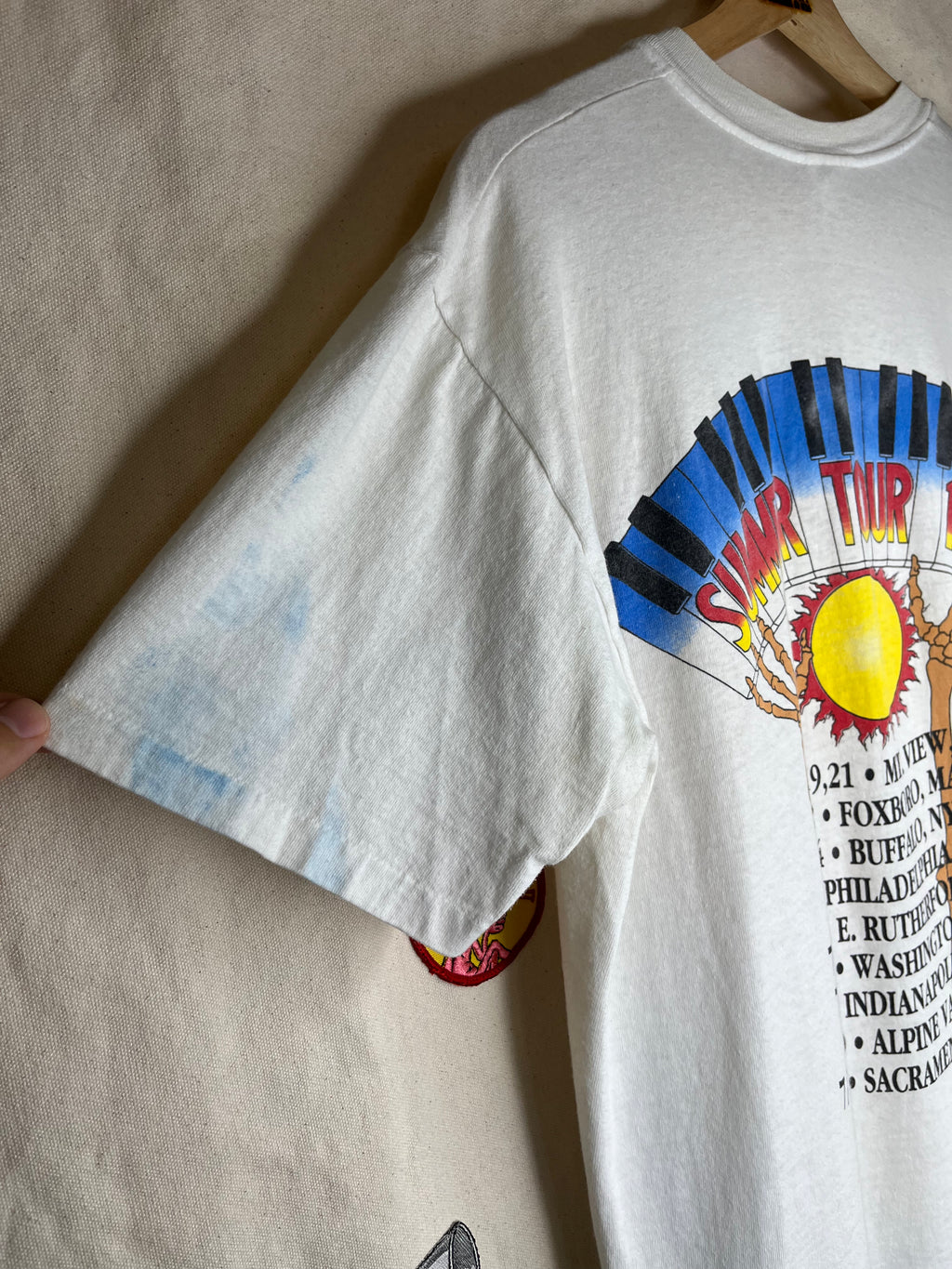 Vintage 1989 Grateful Dead Summer Tour Piano Skelton White T-Shirt:Large