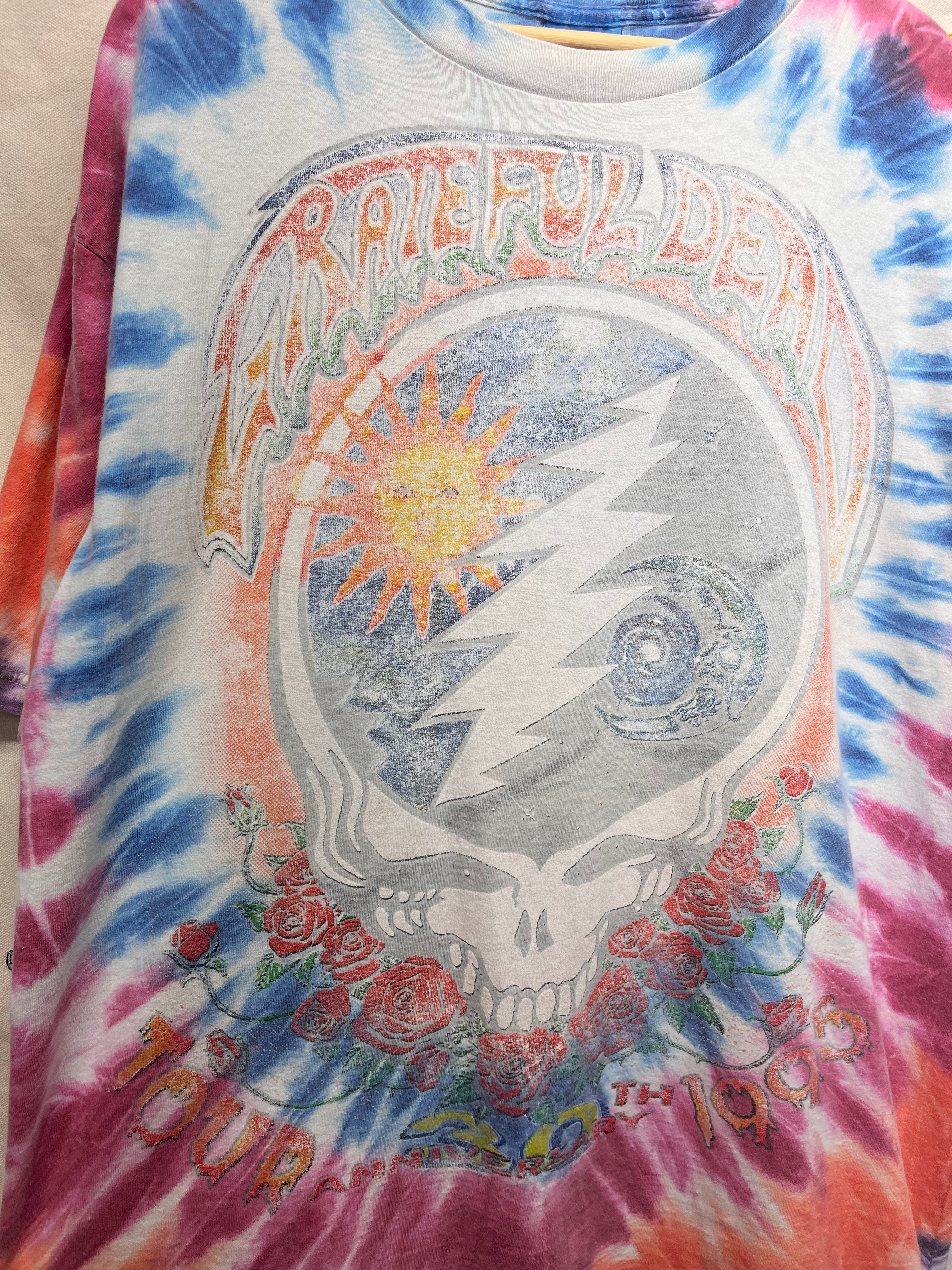 Vintage Grateful Dead Skull 1995 Summer Tour 30th Anniversary Tie Dye T-Shirt: XXL