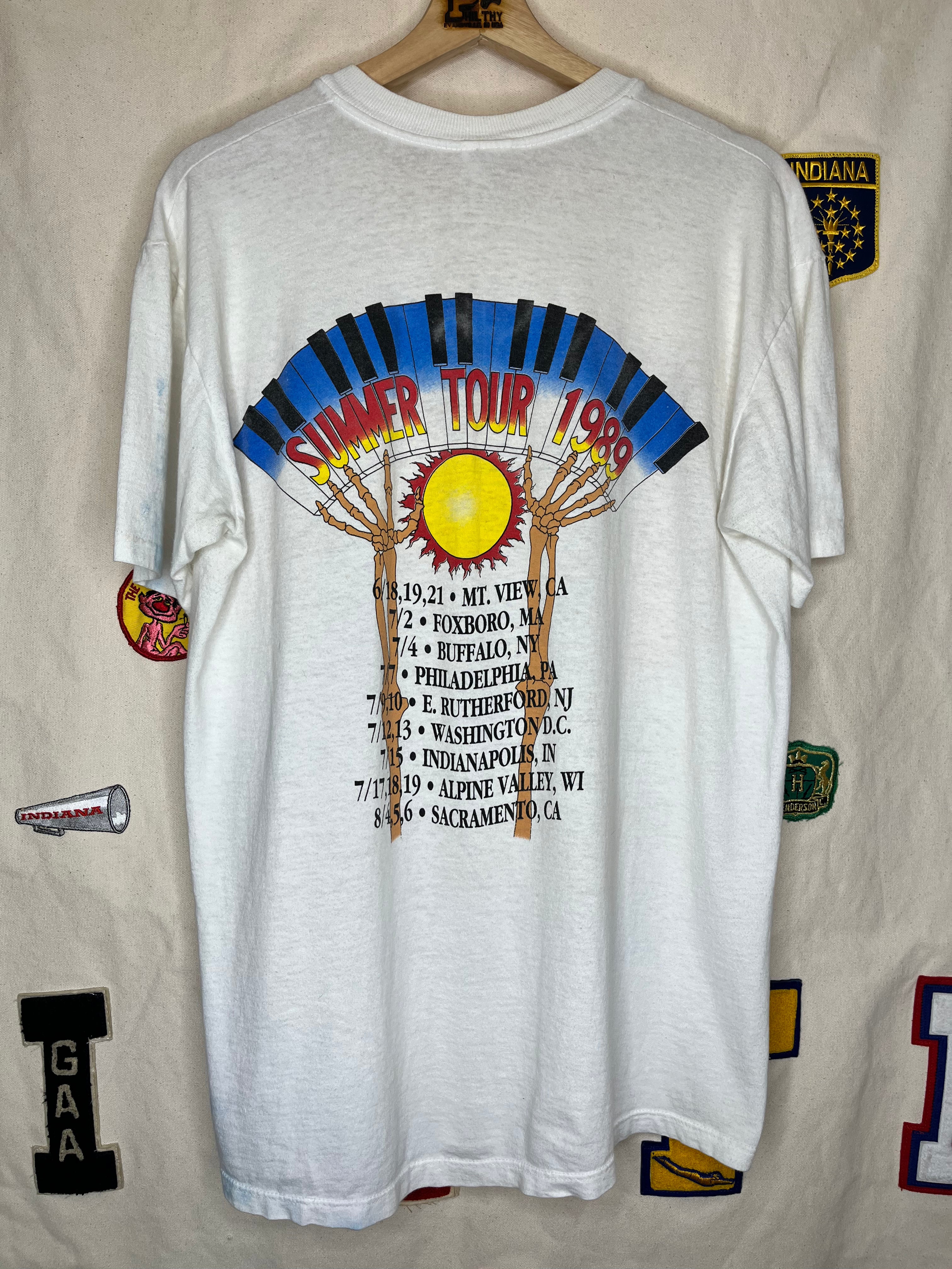 Vintage 1989 Grateful Dead Summer Tour Piano Skelton White T-Shirt:Large