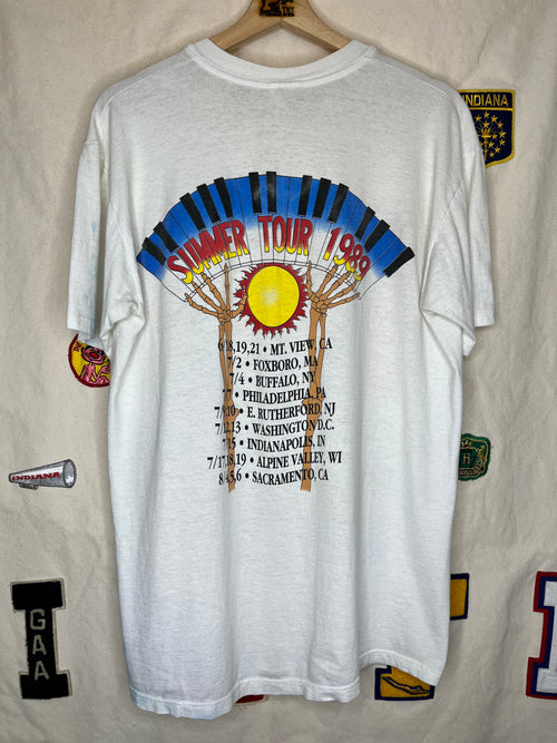 Vintage 1989 Grateful Dead Summer Tour Piano Skeleton White T-Shirt:Large
