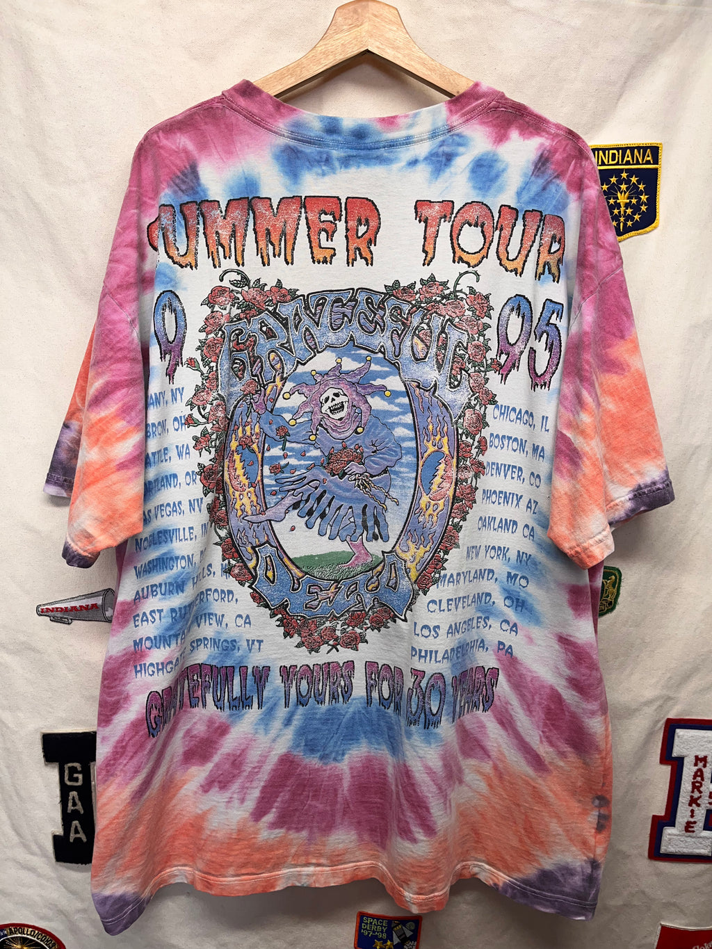 Vintage Grateful Dead Skull 1995 Summer Tour 30th Anniversary Tie Dye T-Shirt: XXL