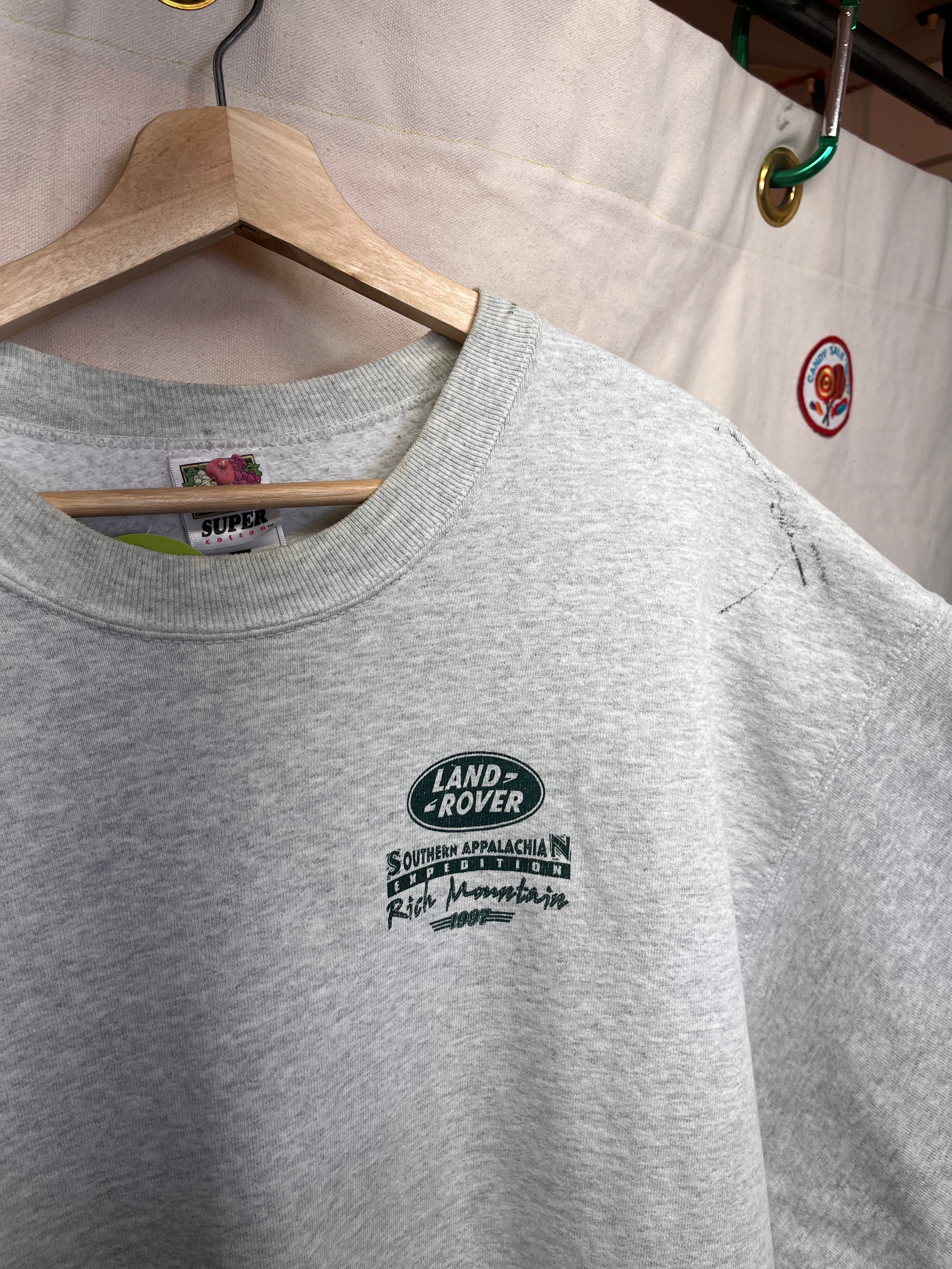 Vintage Land Rover 1997 Rich Mountain Southern Appalachian Expedition Grey Heavyweight Sweatshirt: XXL