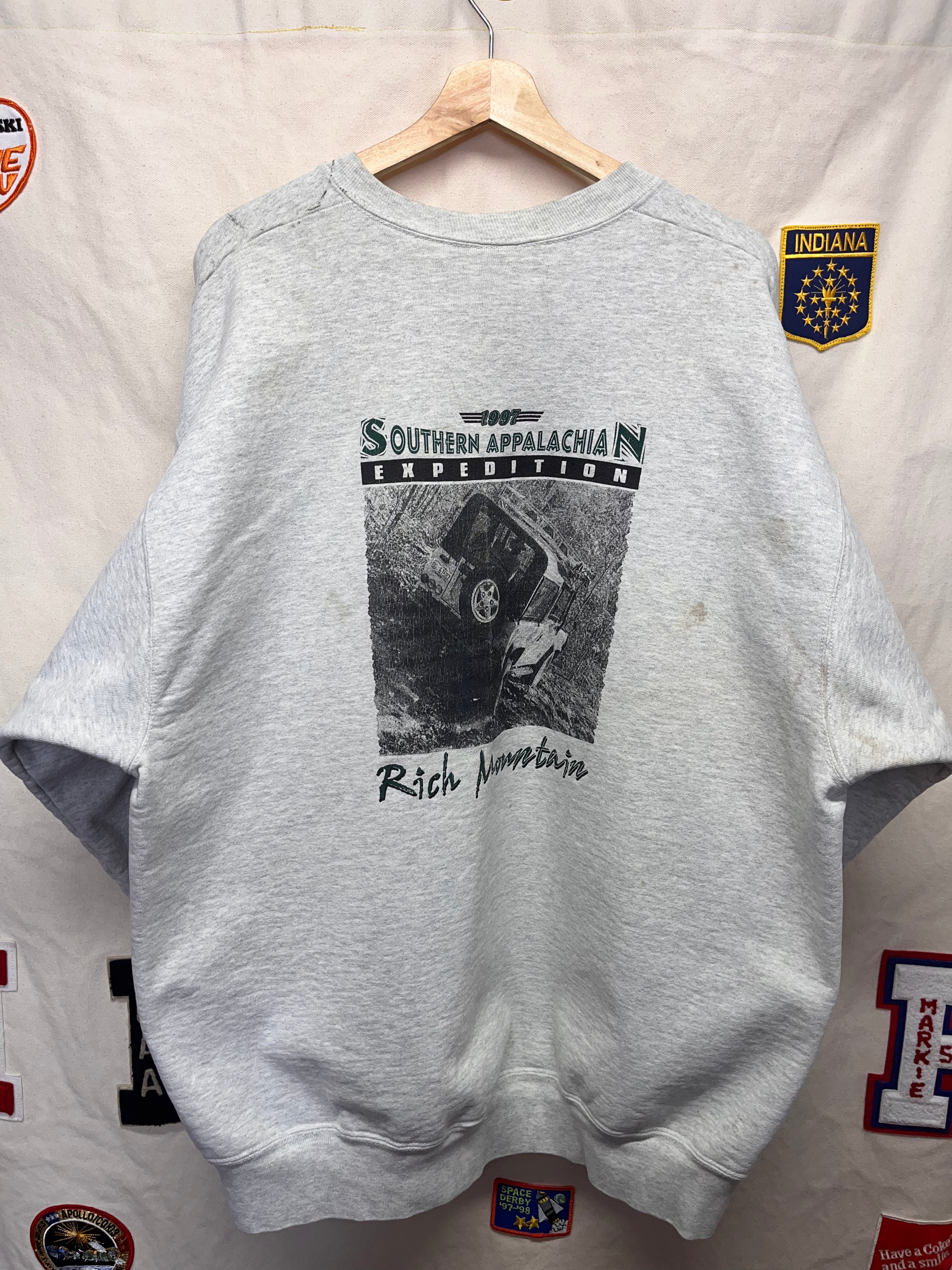 Vintage Land Rover 1997 Rich Mountain Southern Appalachian Expedition Grey Heavyweight Sweatshirt: XXL