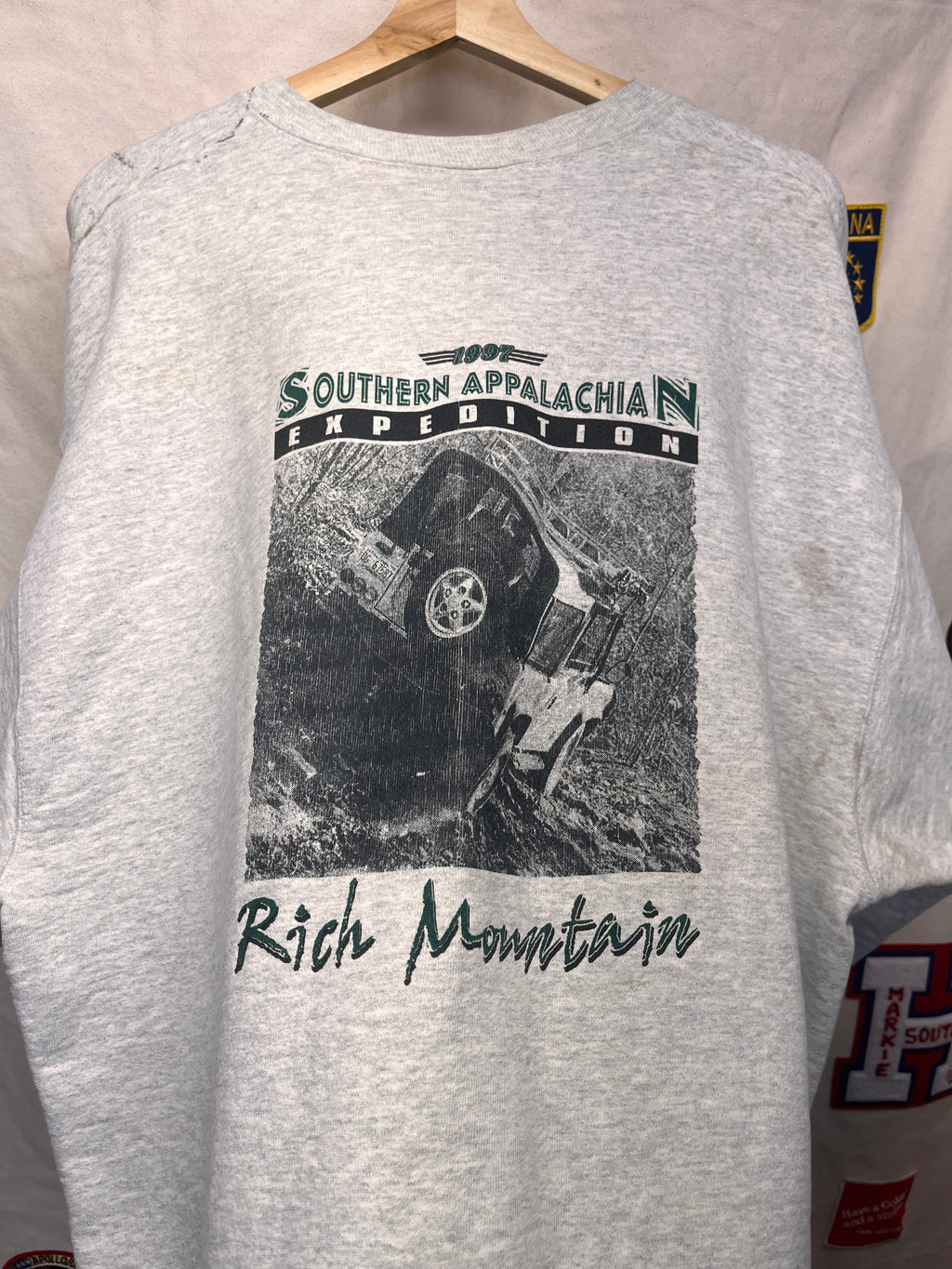 Vintage Land Rover 1997 Rich Mountain Southern Appalachian Expedition Grey Heavyweight Sweatshirt: XXL