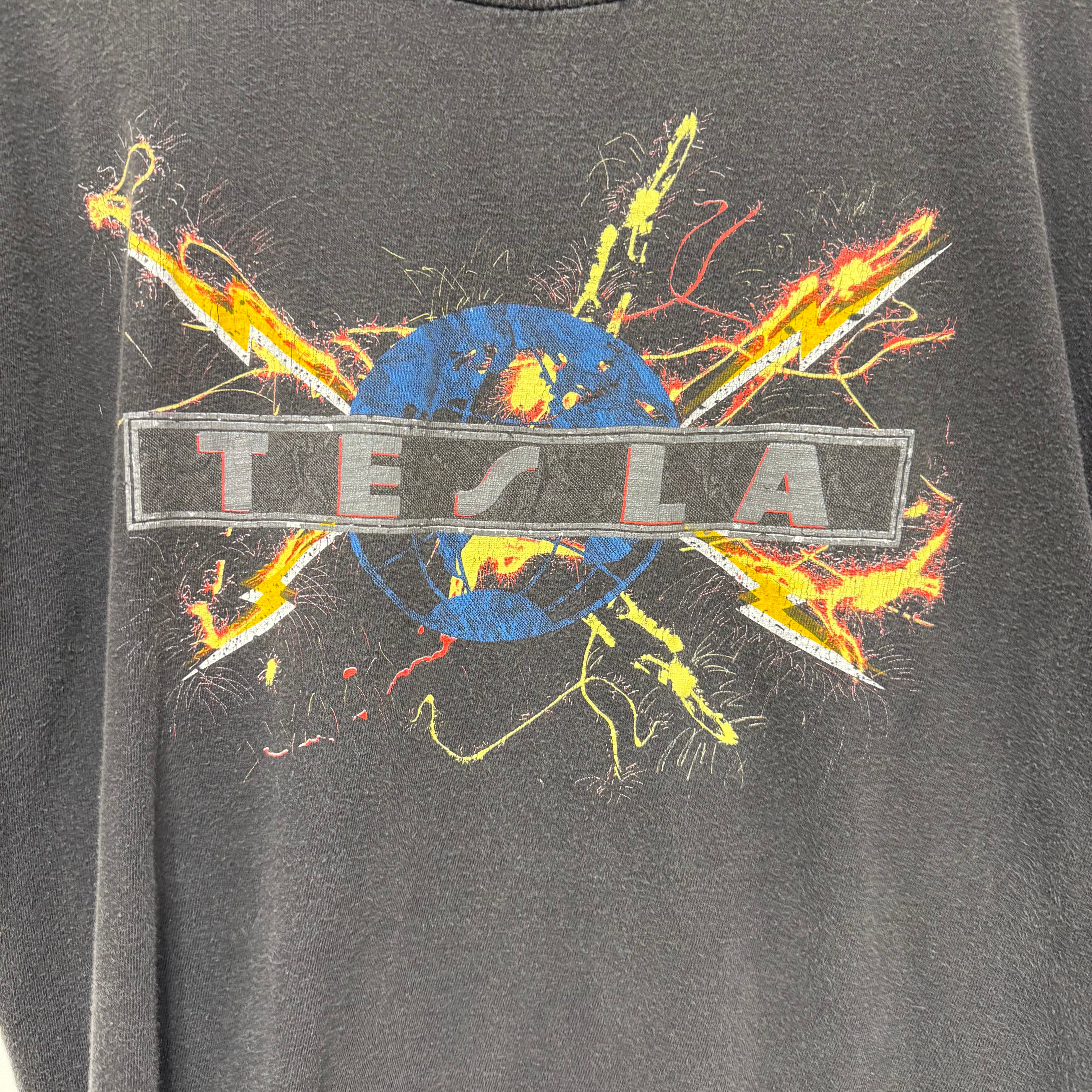 Vintage 1987 Tesla Mechanical Resonance Tour T-Shirt: L