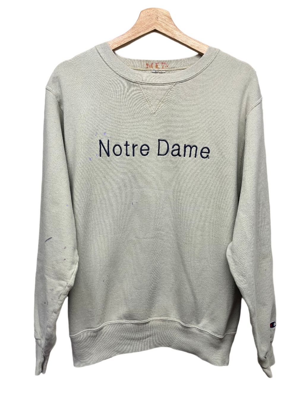 Vintage University of Notre Dame Tan Embroidered Champion Crewneck Sweatshirt: Large