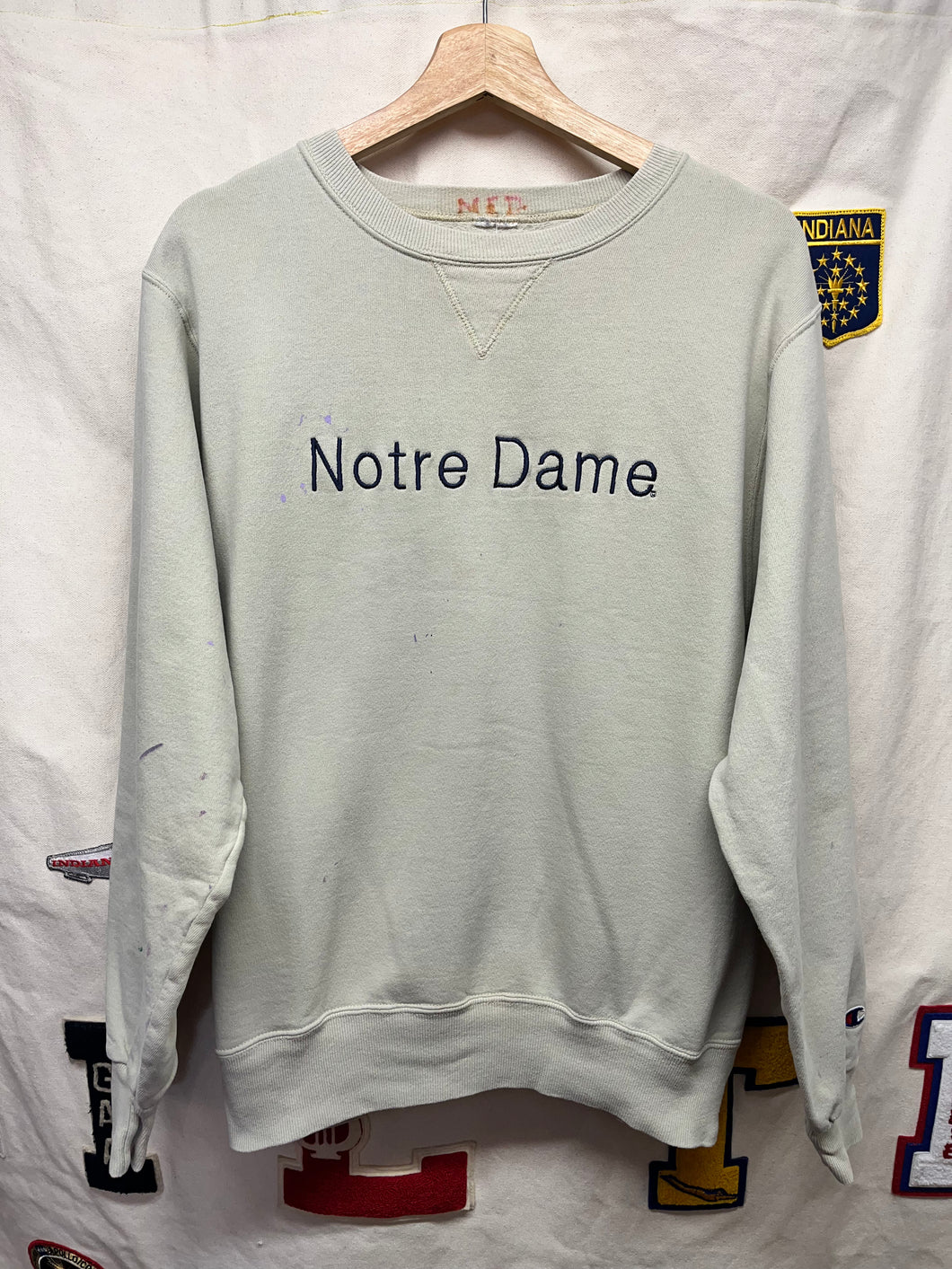 Vintage University of Notre Dame Tan Embroidered Champion Crewneck Sweatshirt: Large