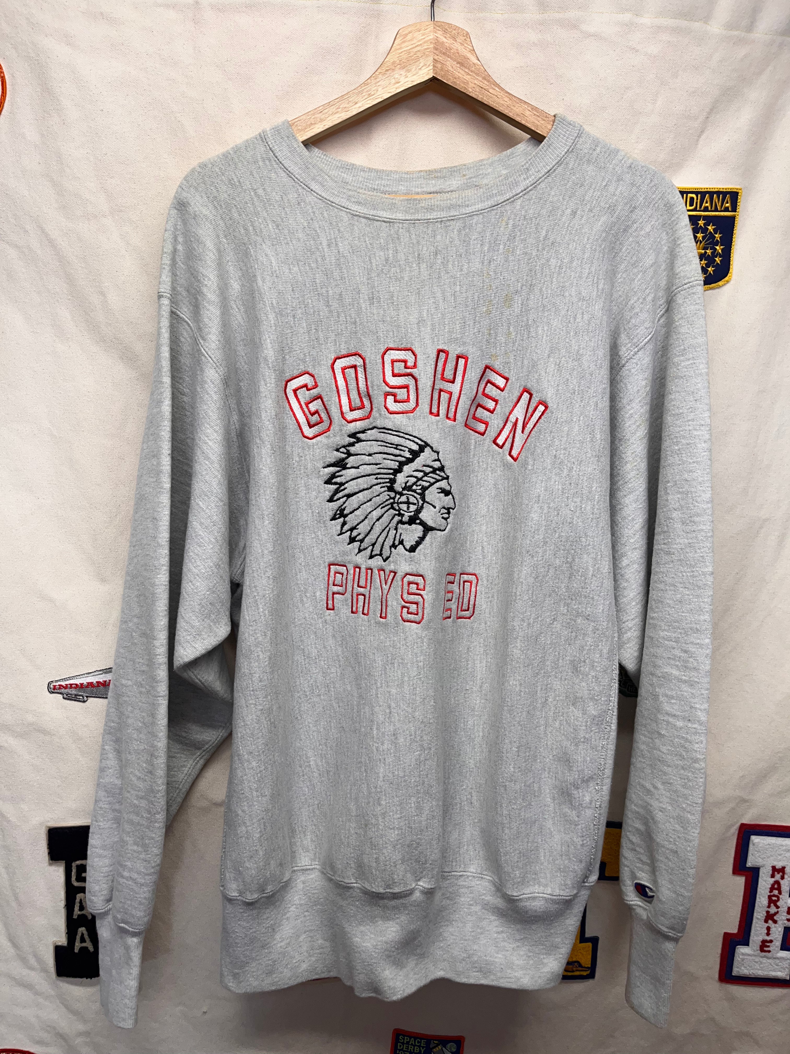 Vintage Goshen High School Ohio Warriors Embroidered Champion Reverse Weave Sweatshirt: XL