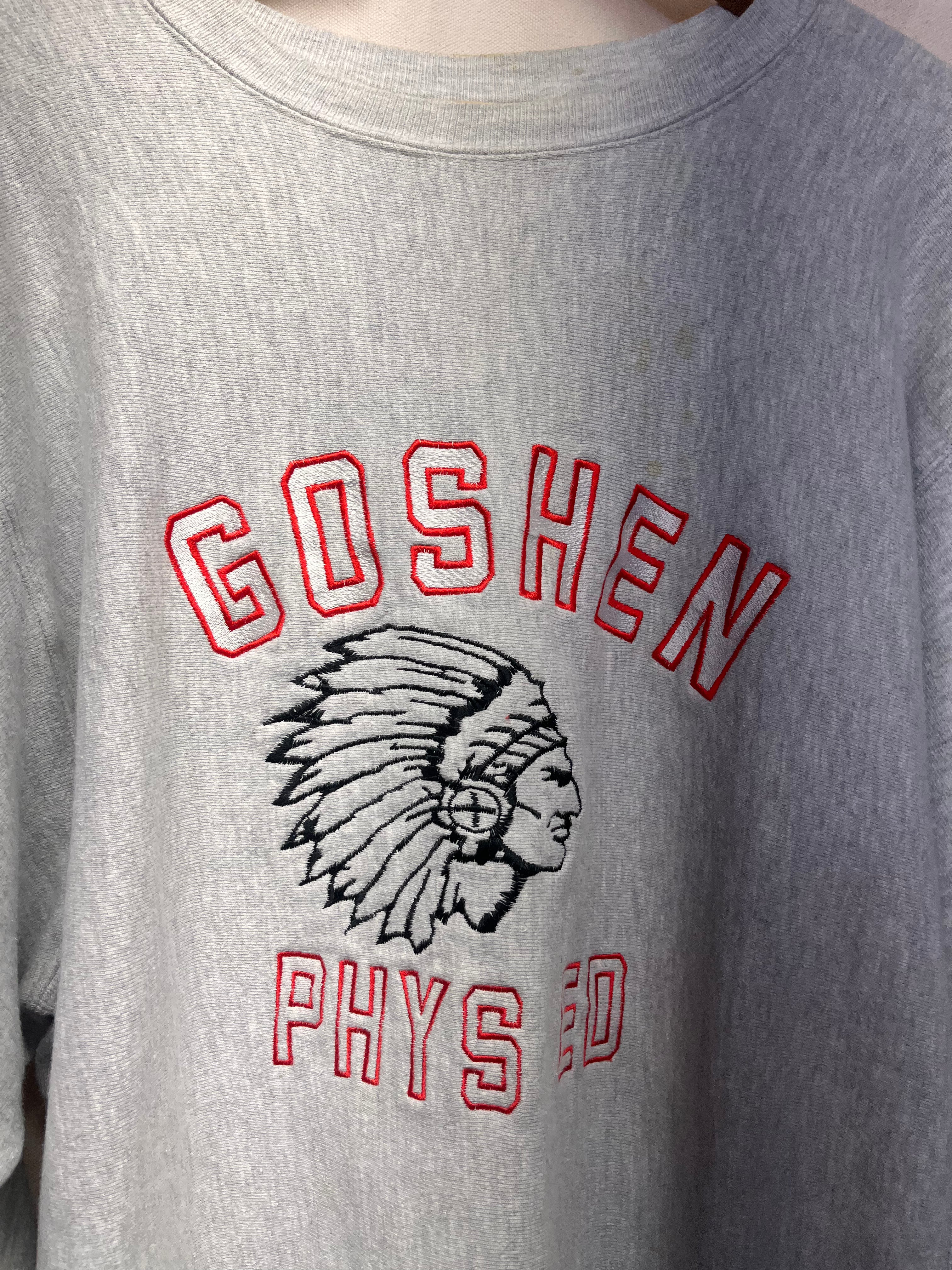 Vintage Goshen High School Ohio Warriors Embroidered Champion Reverse Weave Sweatshirt: XL