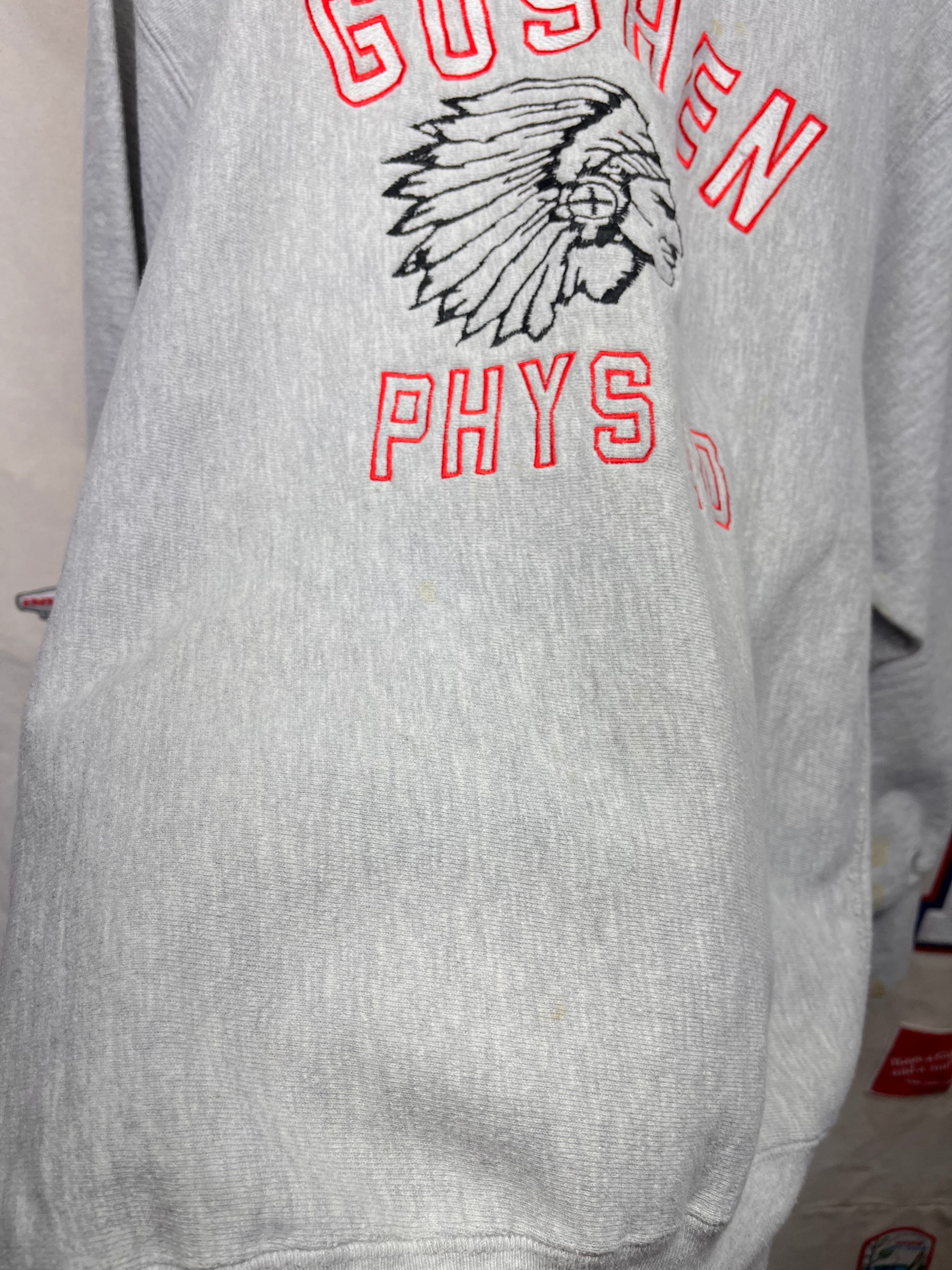 Vintage Goshen High School Ohio Warriors Embroidered Champion Reverse Weave Sweatshirt: XL