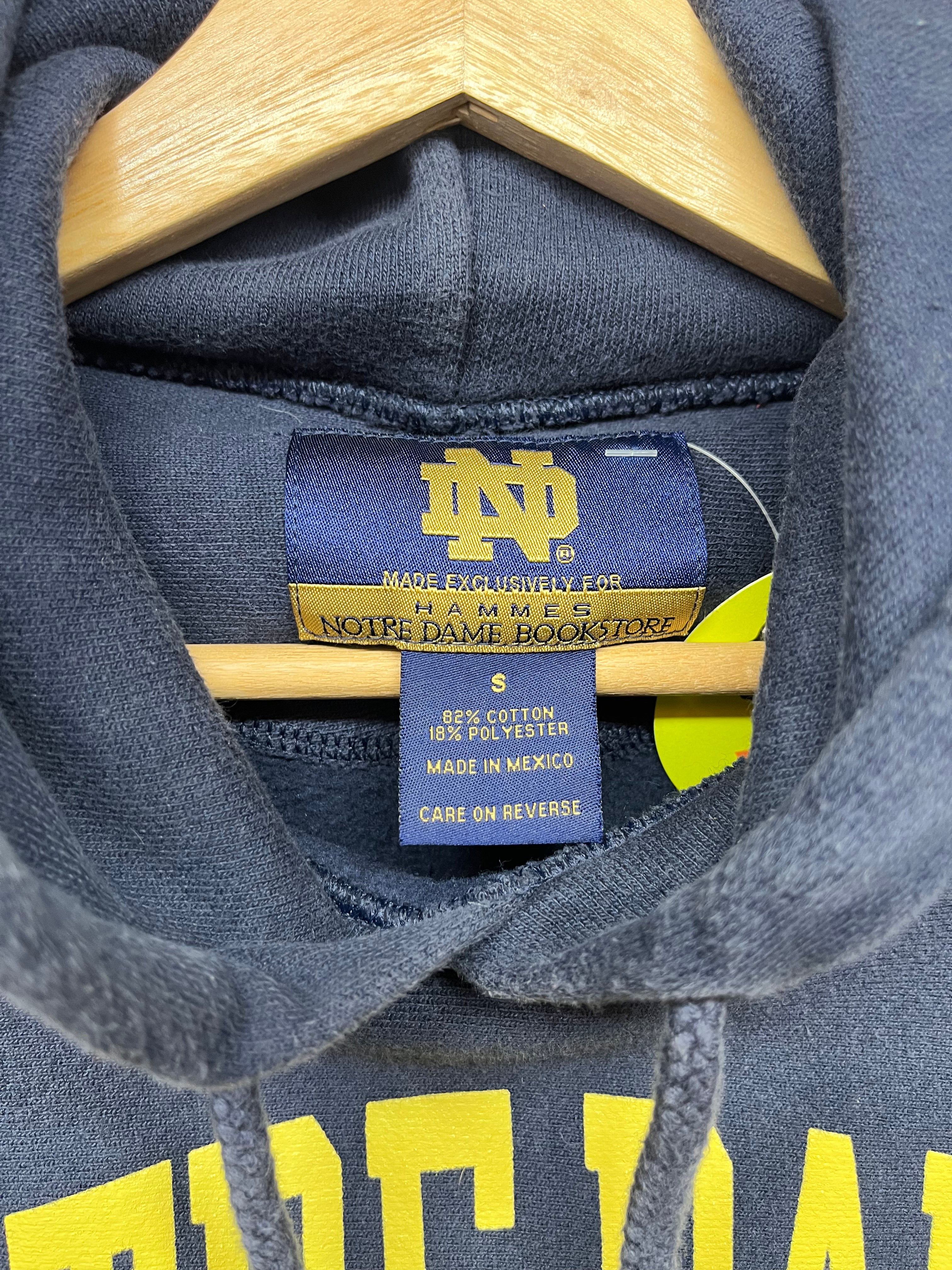 Vintage University of Notre Dame Fighting Irish Navy Bookstore Reverse Weave Hoodie Sweatshirt: Small