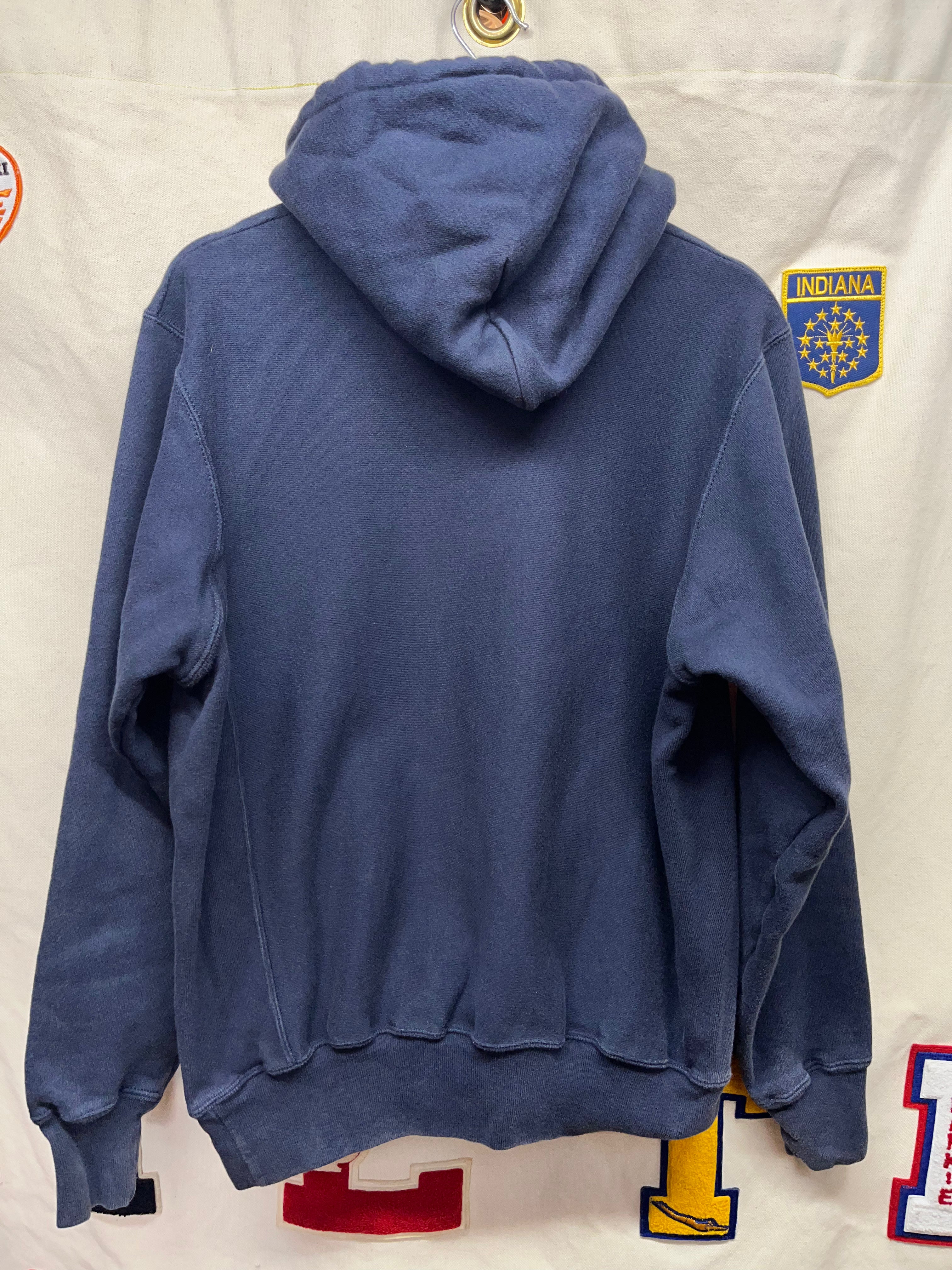 Vintage University of Notre Dame Fighting Irish Navy Bookstore Reverse Weave Hoodie Sweatshirt: Small