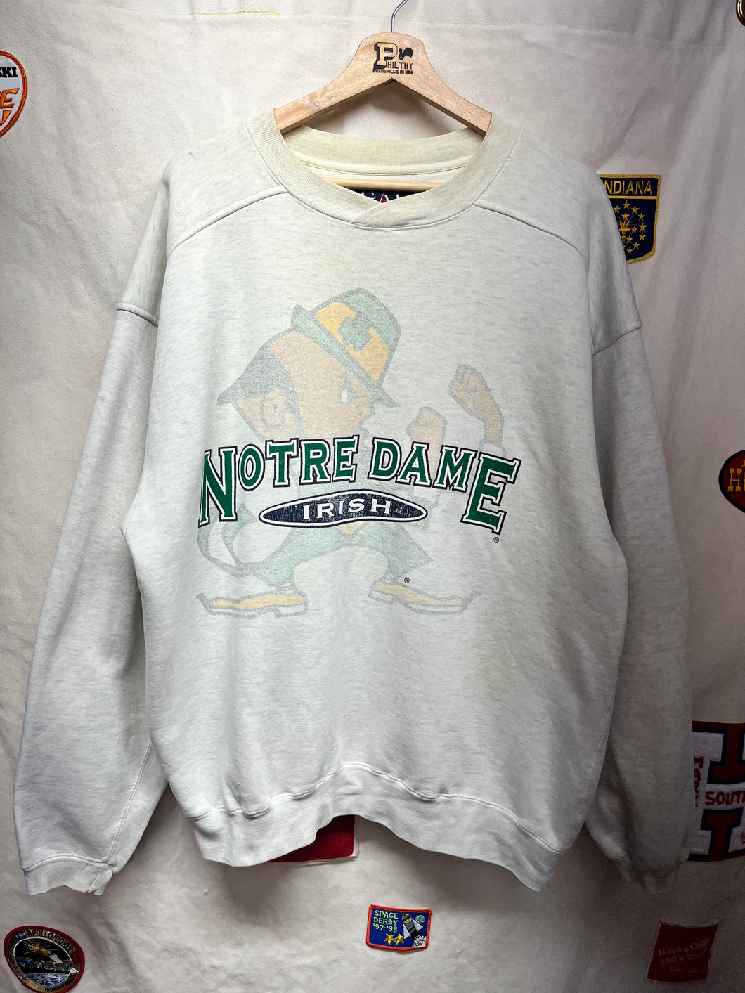 Vintage University of Notre Dame Fighting Irish Galt Sand White Crewneck Sweatshirt: XL