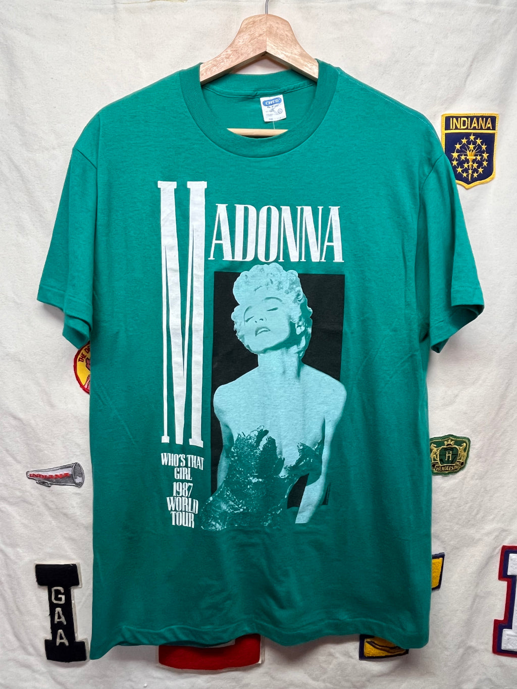 Vintage Madonna Who's That Girl 1987 World Tour Concert Ched Teal T-Shirt: XL