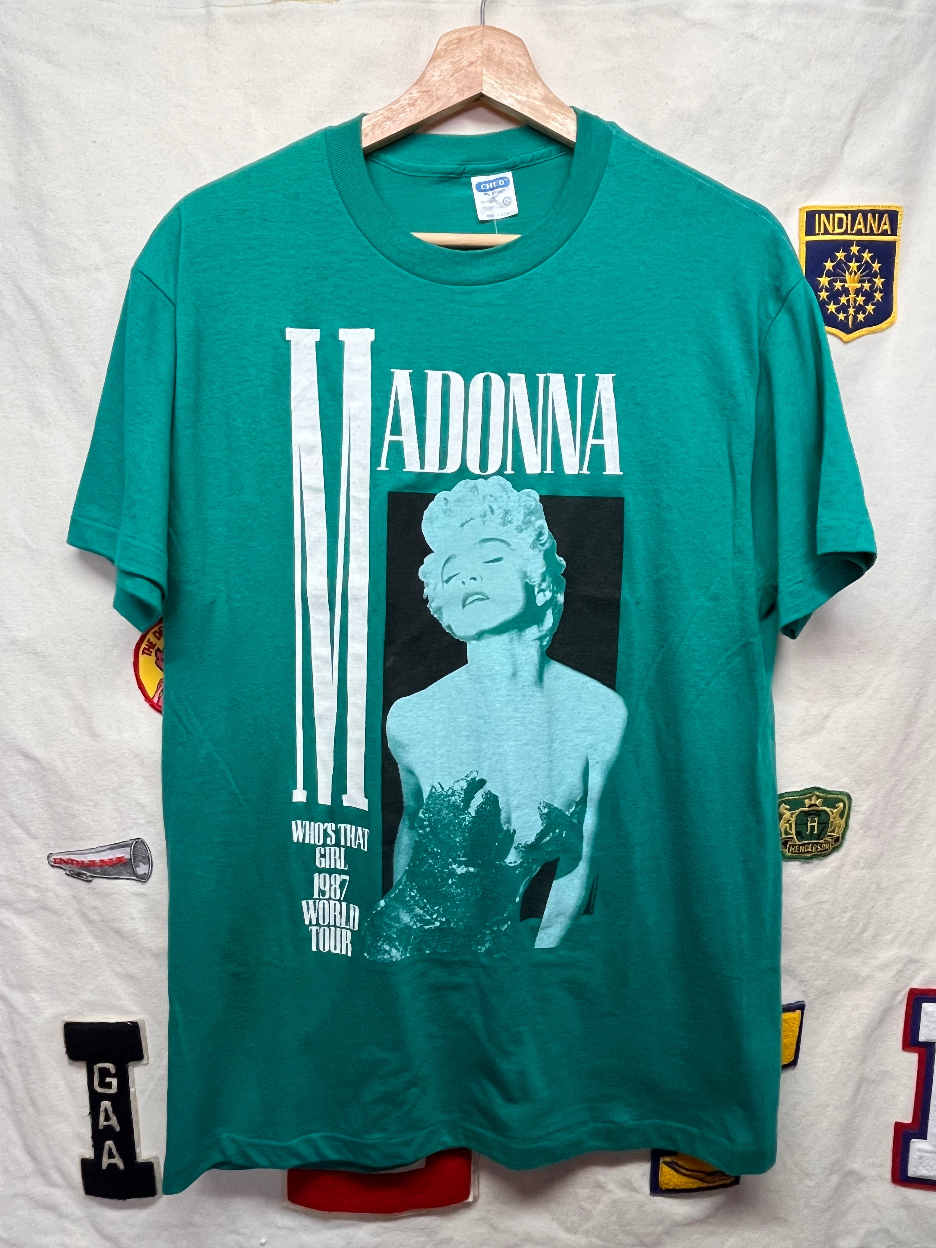 Vintage Madonna Who's That Girl 1987 World Tour Concert Ched Teal T-Shirt: XL