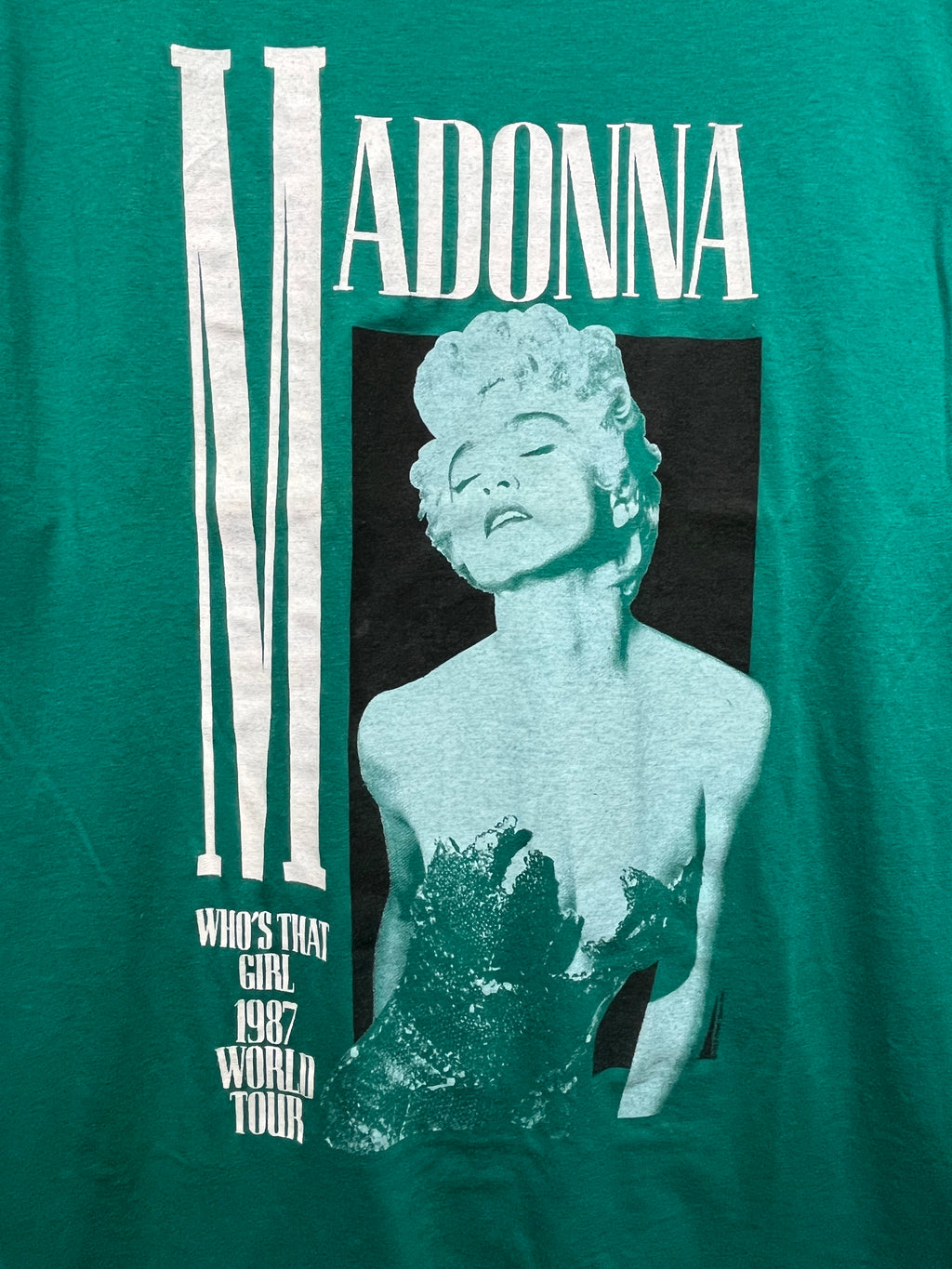 Vintage Madonna Who's That Girl 1987 World Tour Concert Ched Teal T-Shirt: XL