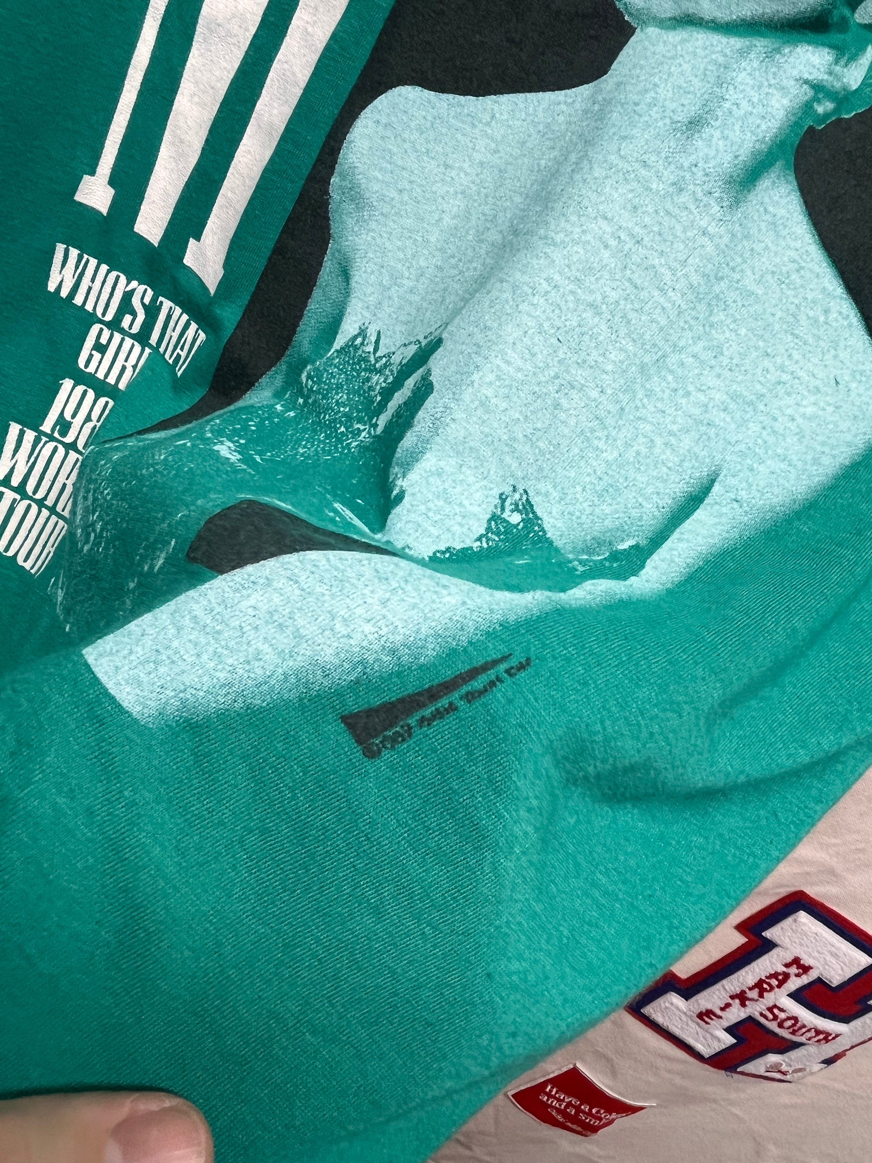 Vintage Madonna Who's That Girl 1987 World Tour Concert Ched Teal T-Shirt: XL